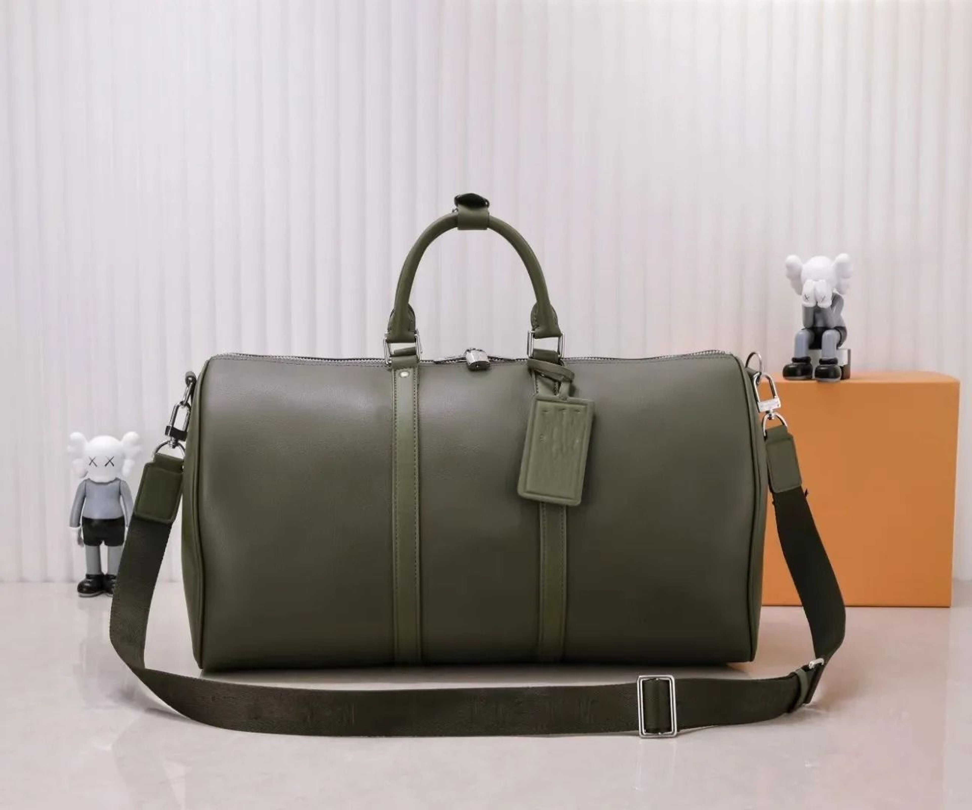 Men Leather Duffle Bag Travel Weekender With Shoulder Strap 0