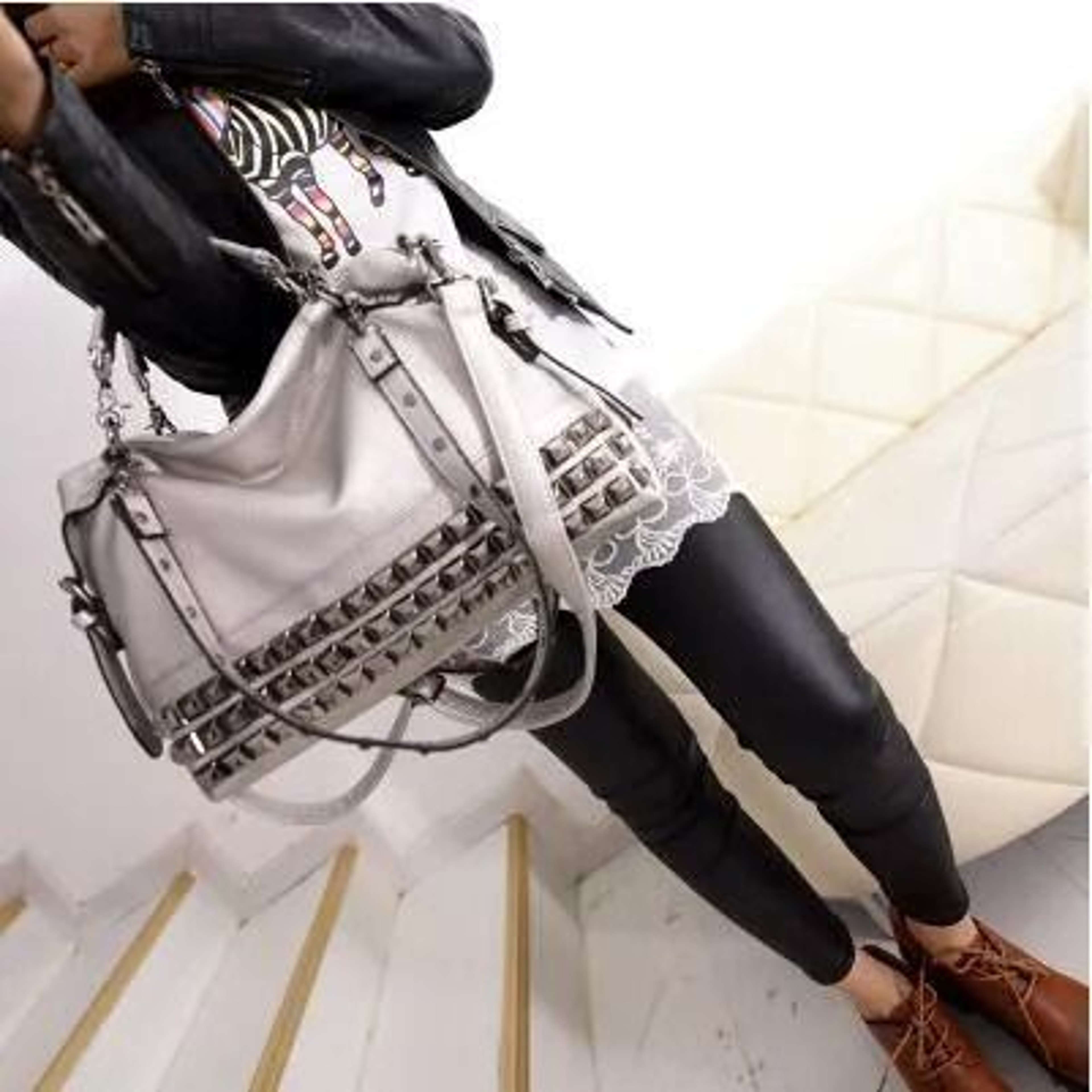 Women PU Leather Handbag Duffel Bag Shoulder Messenger Bag For Everyday Style 1