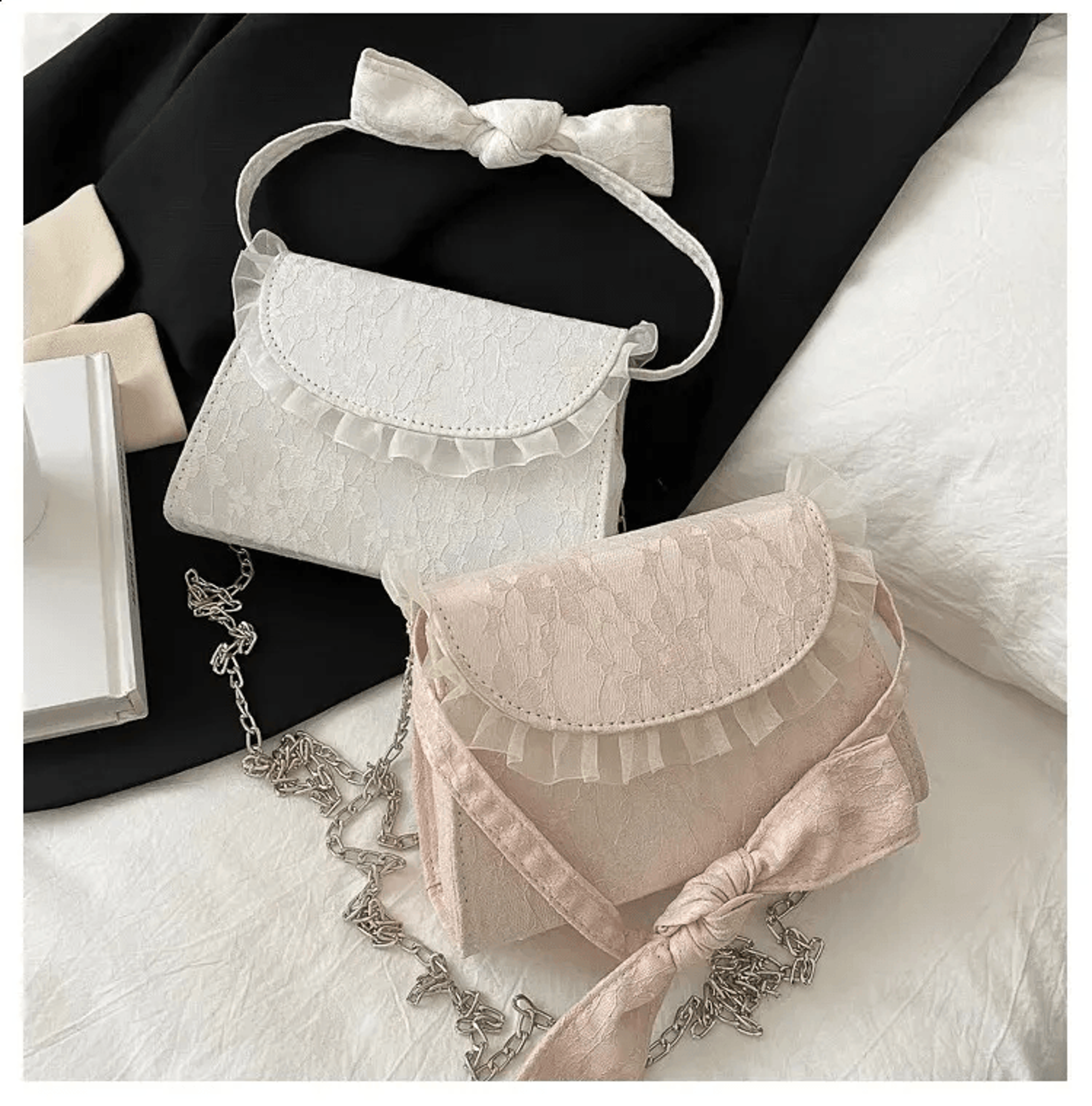 Lace Bow Girls Shoulder Bag PU Crossbody Princess Bag 3