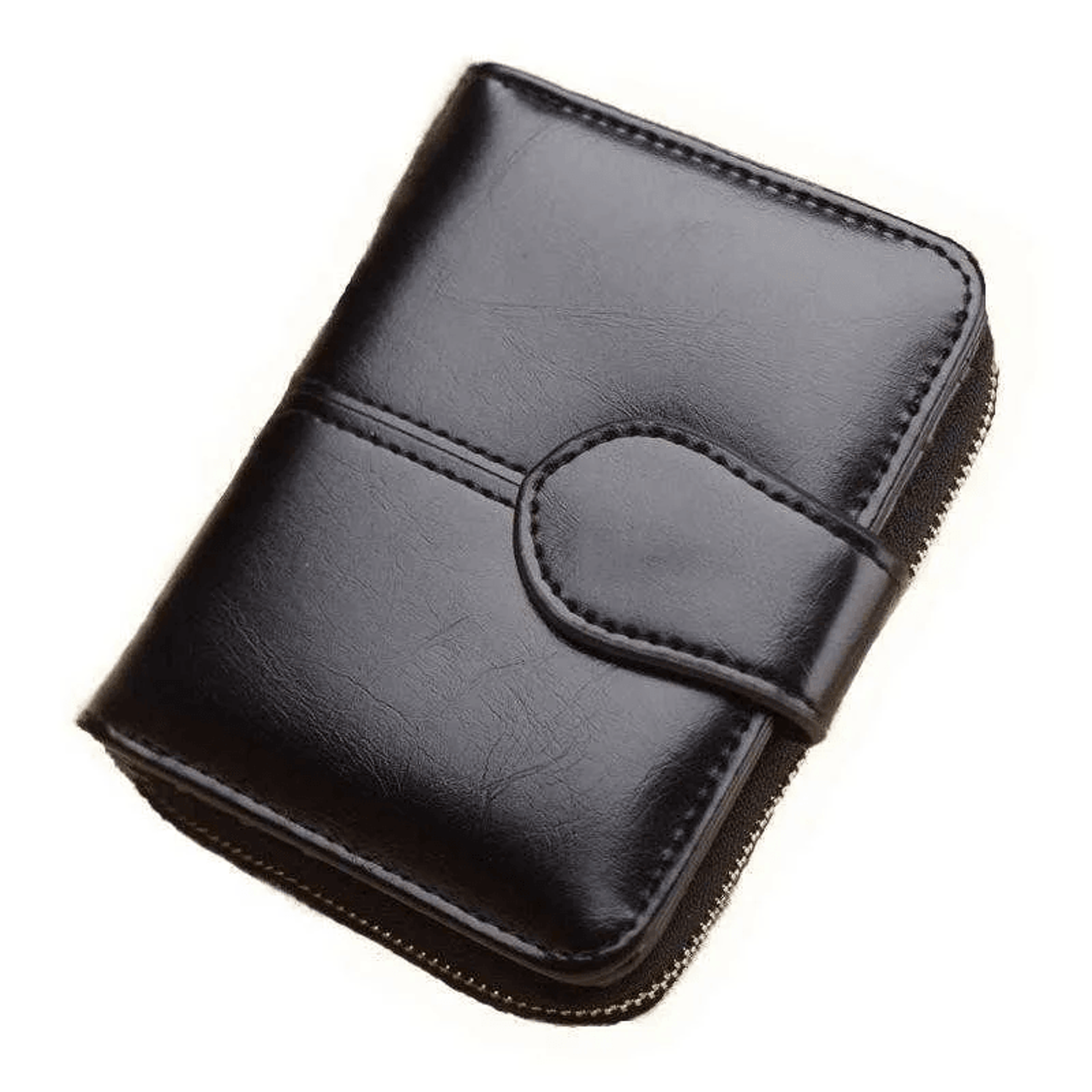 Compact PU Leather Coin Purse Wallet Zipper Passport Holder For Men 2