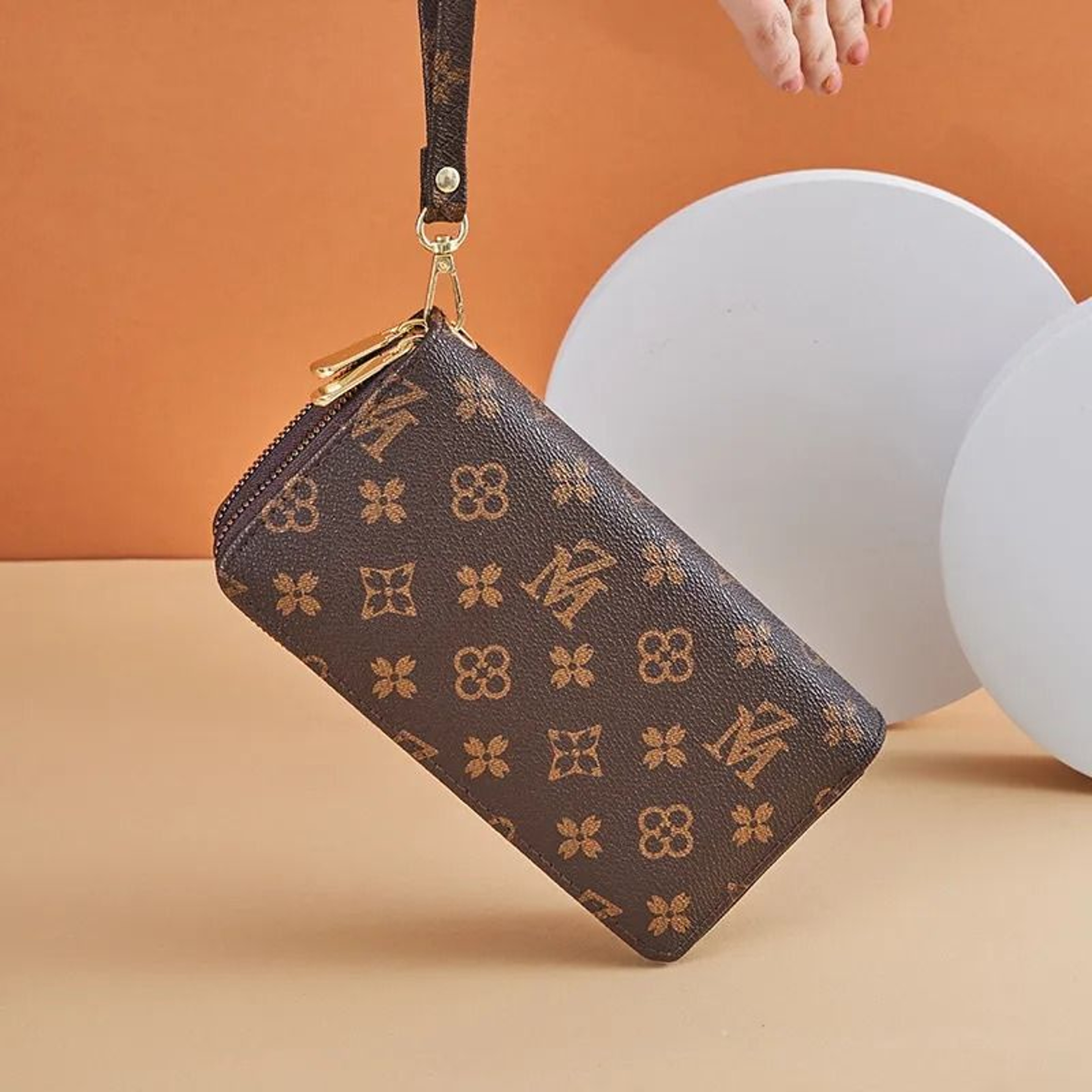 Large Capacity Double Zipper Wristlet Wallet For Women Printed Letter Phone Clutch 2