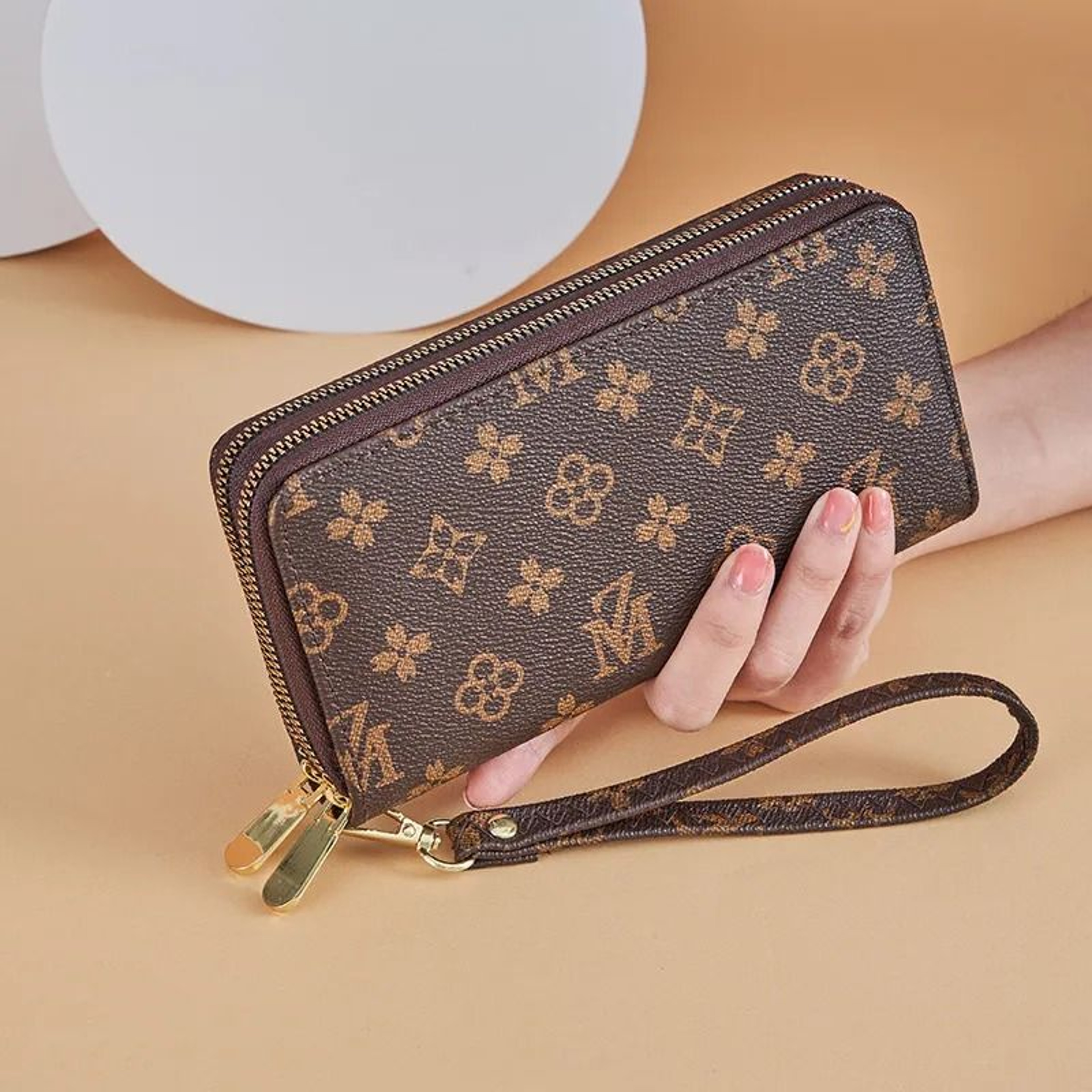 Large Capacity Double Zipper Wristlet Wallet For Women Printed Letter Phone Clutch 3