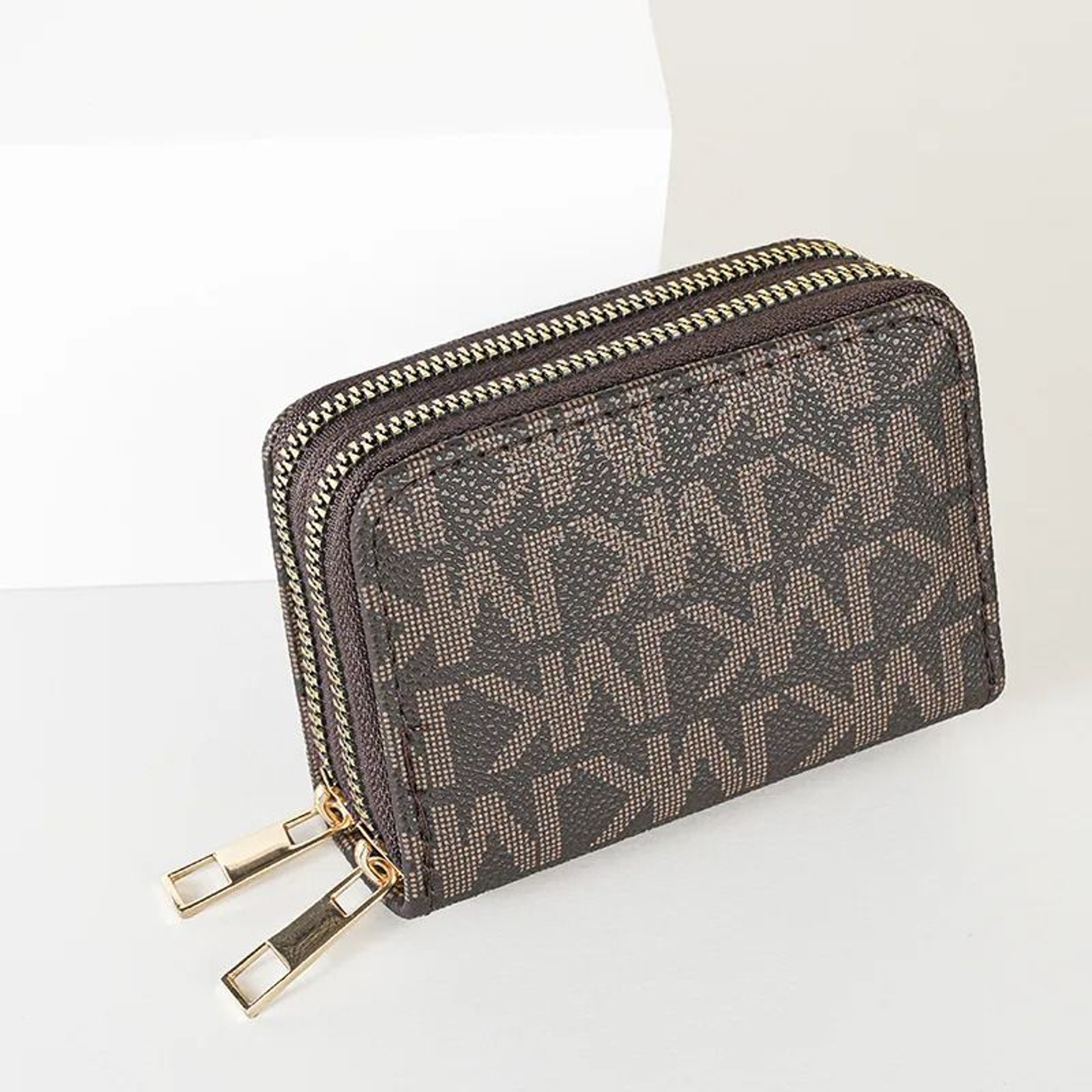 Retro Double Zipper Womens Wallet Compact Card Holder Coin Purse 1