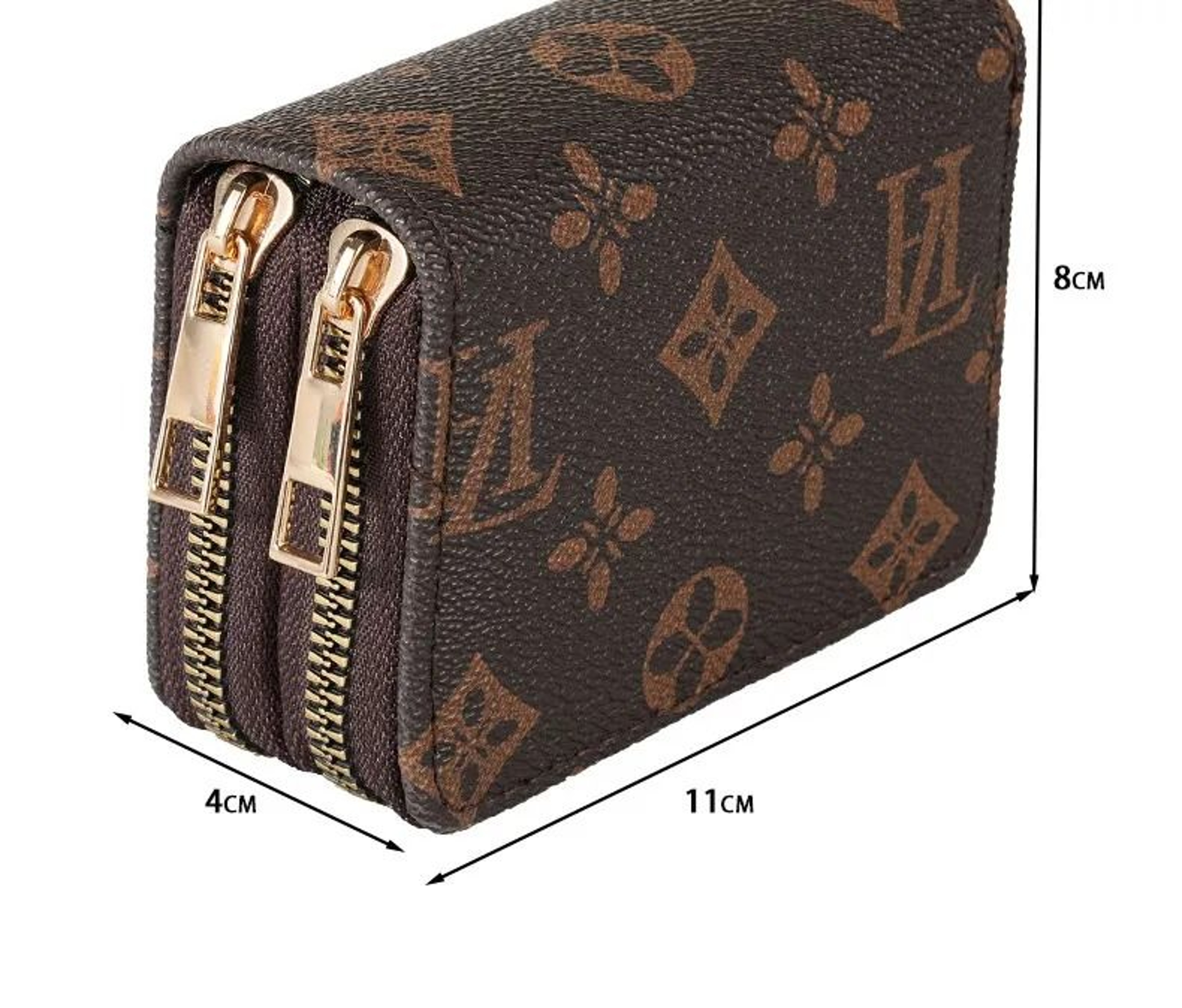 Retro Double Zipper Womens Wallet Compact Card Holder Coin Purse 2