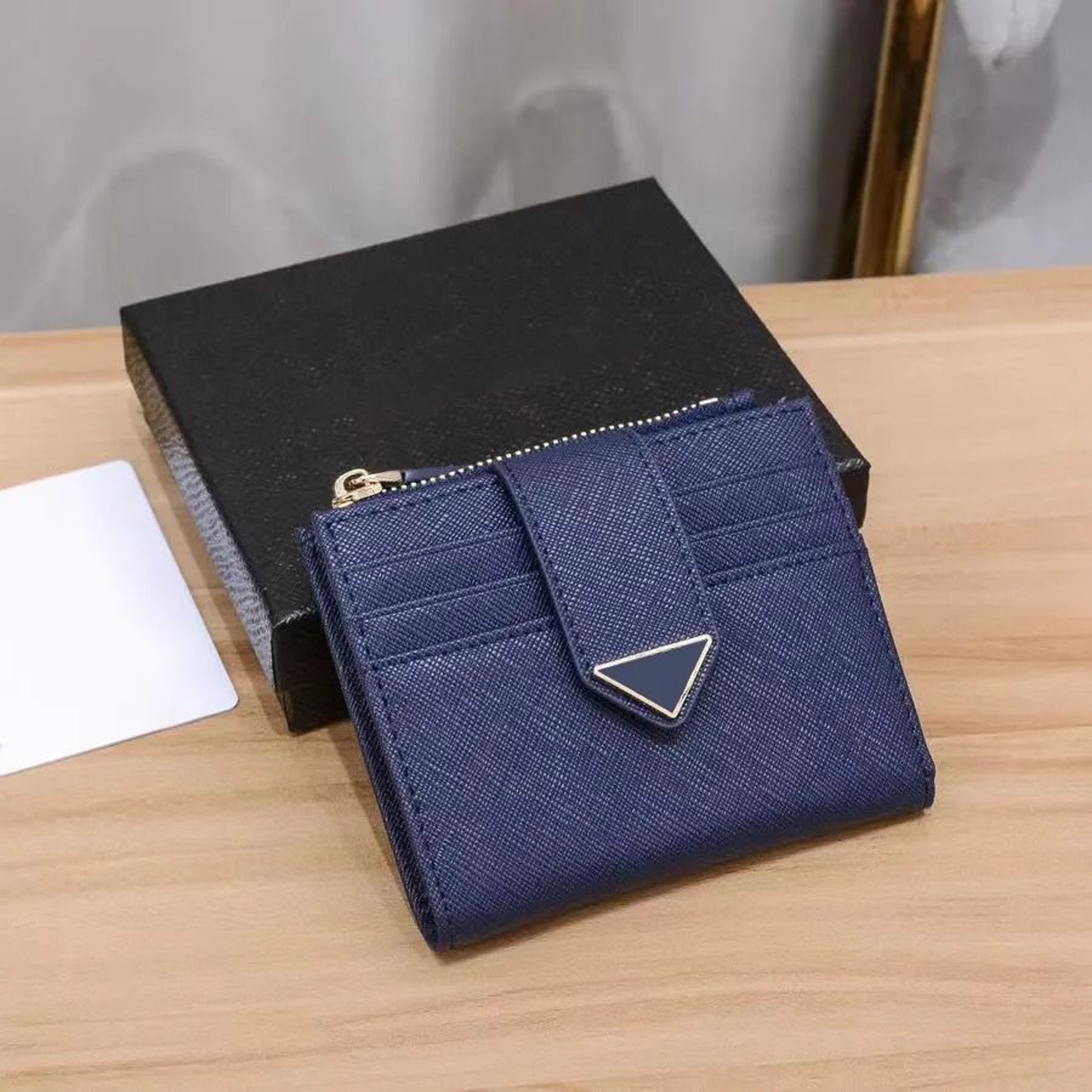 Saffiano Triangle Wallet For Women Coin Purse Card Holder With Key Holder 1