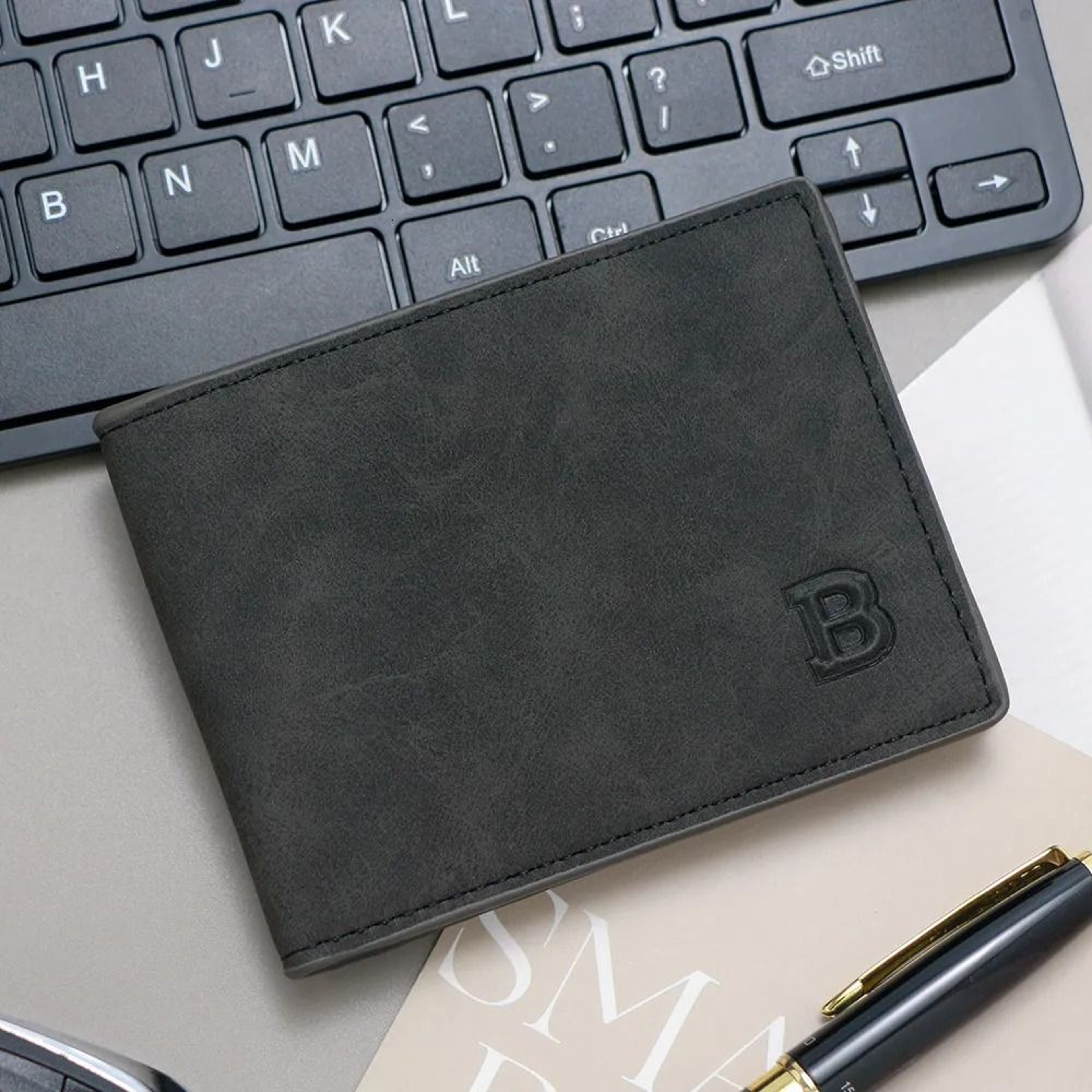 Retro Dollar Pattern Mens Wallet Small Coin Purse Horizontal Matte Feel Billfold 2