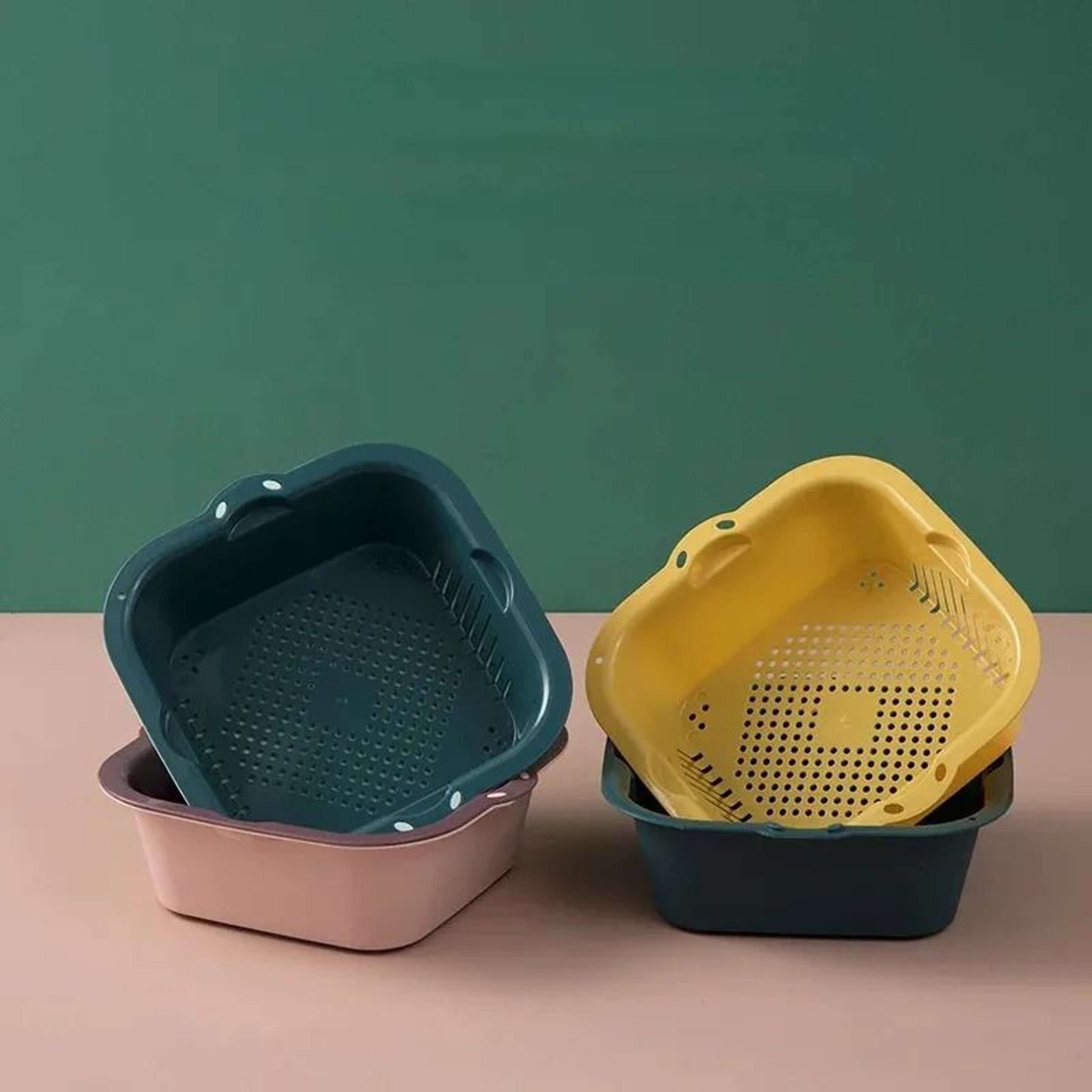 Double Layer Sink Drain Basket Vegetable Fruit Washing Strainer 1