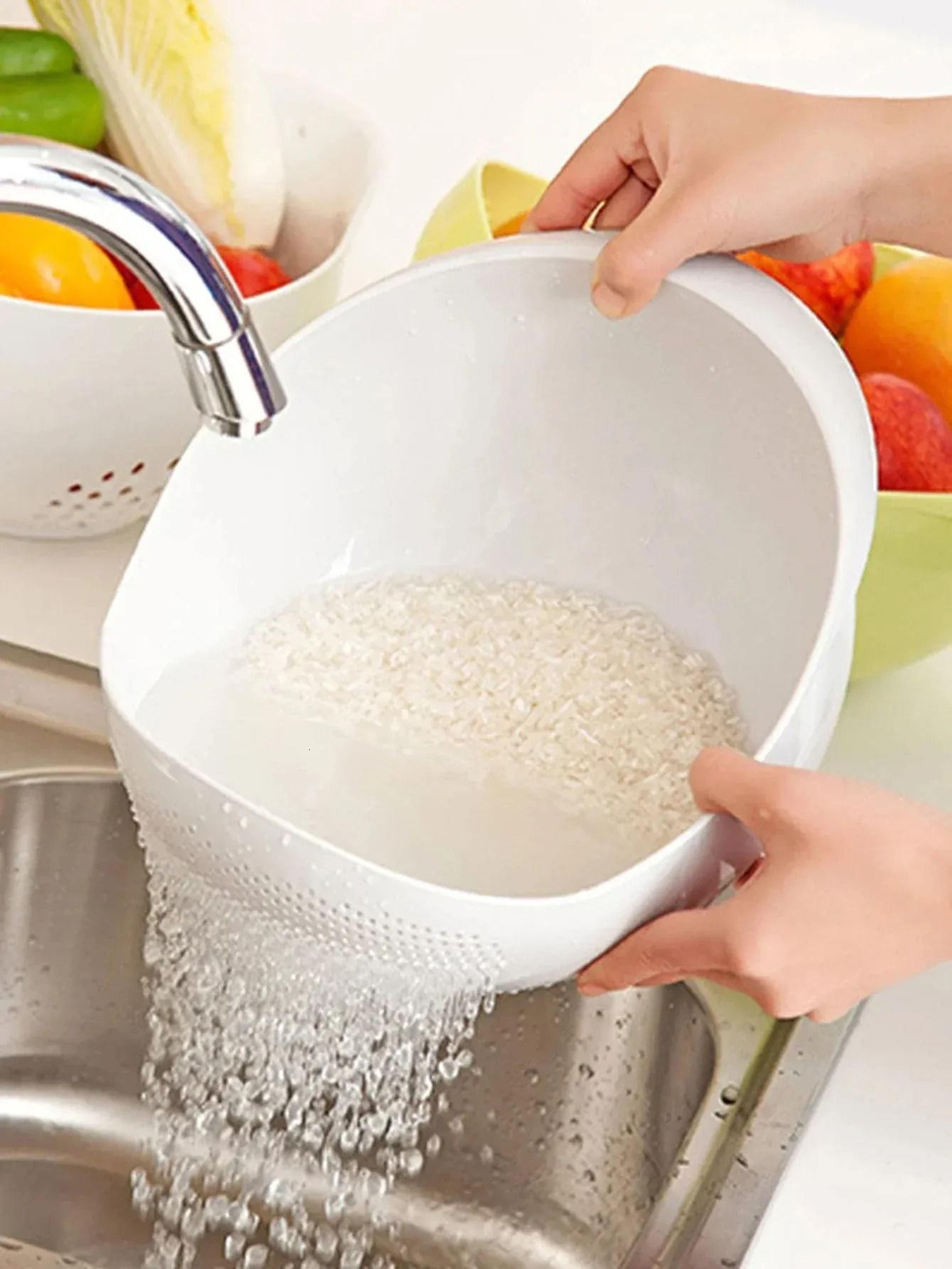 Silicone Rice Strainer Colander With Handle 3