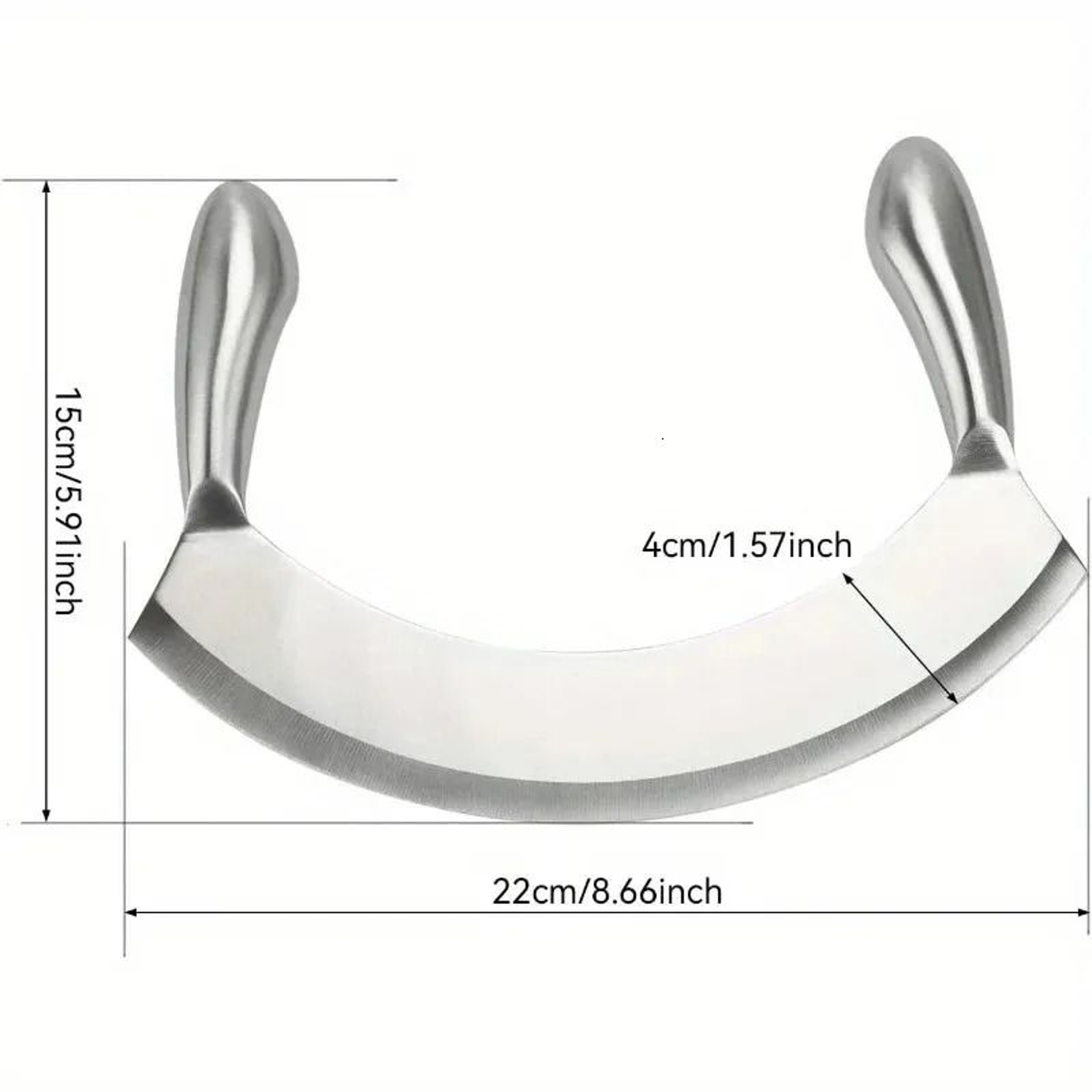 Stainless Steel Mezzaluna Pizza Cutter Herb Mincer Salad Slicer 2