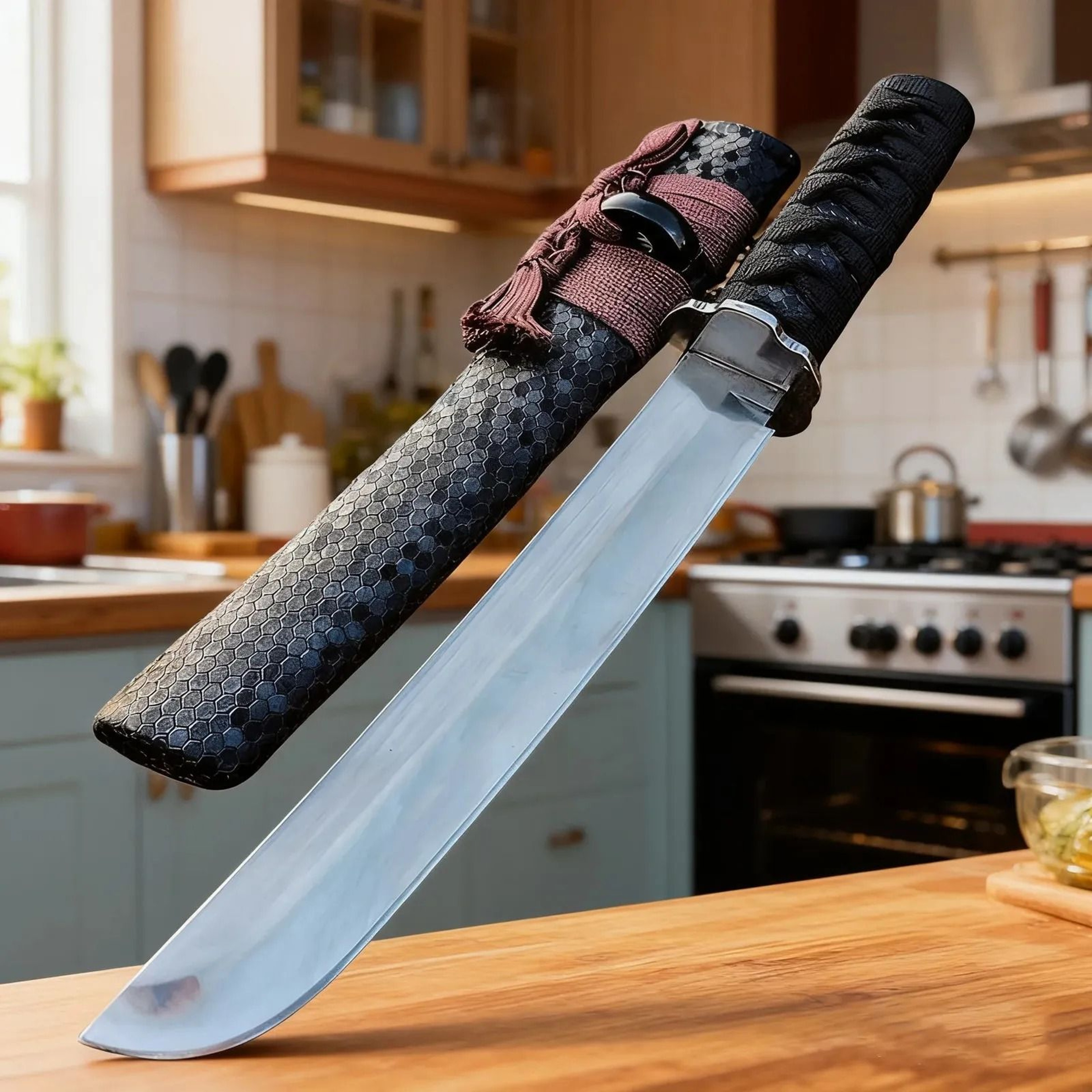 High Carbon Steel Butcher Knife Straight Meat Cutting Knife 3
