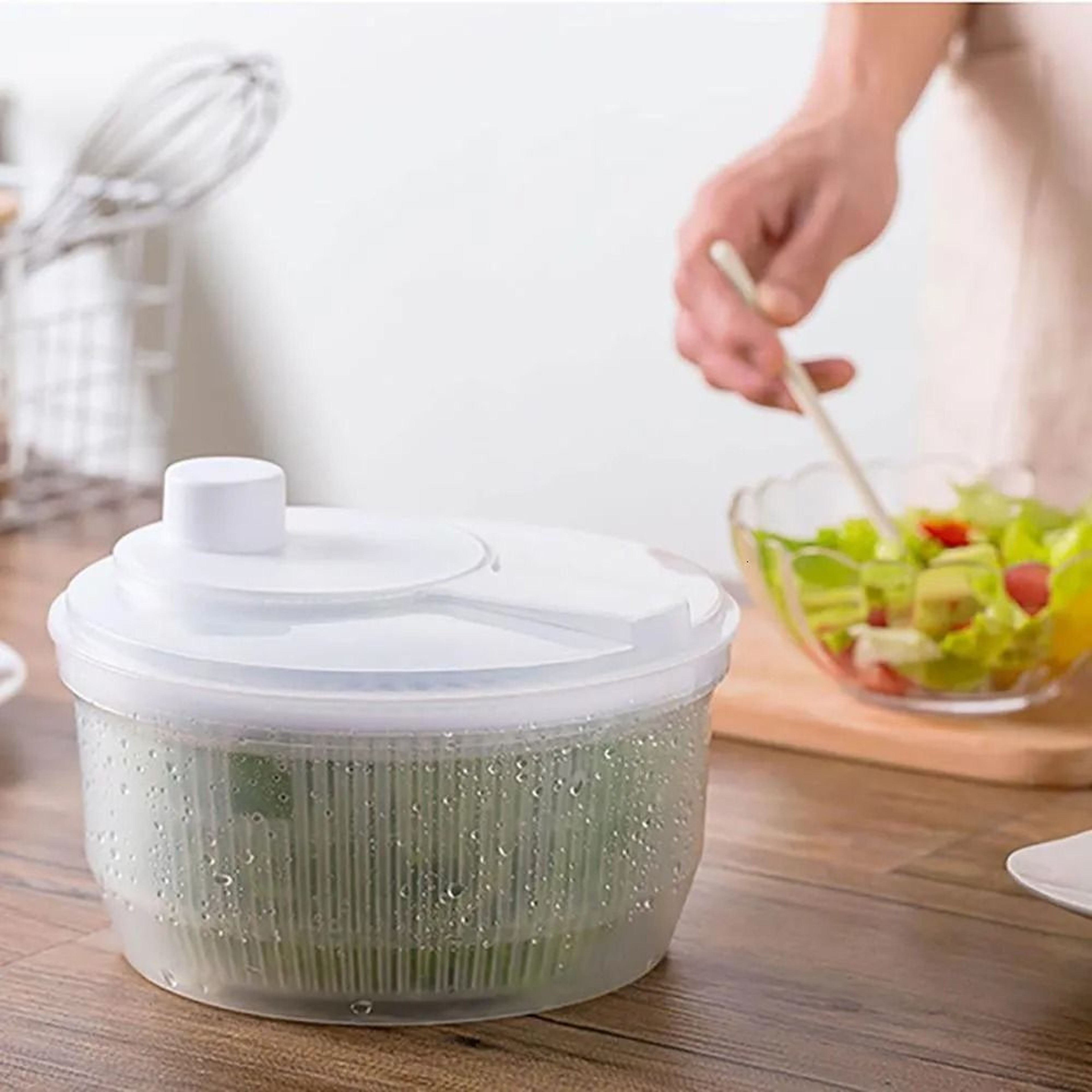 Manual Salad Spinner Vegetable Washer Fruit Dryer Basket Kitchen Tool 4