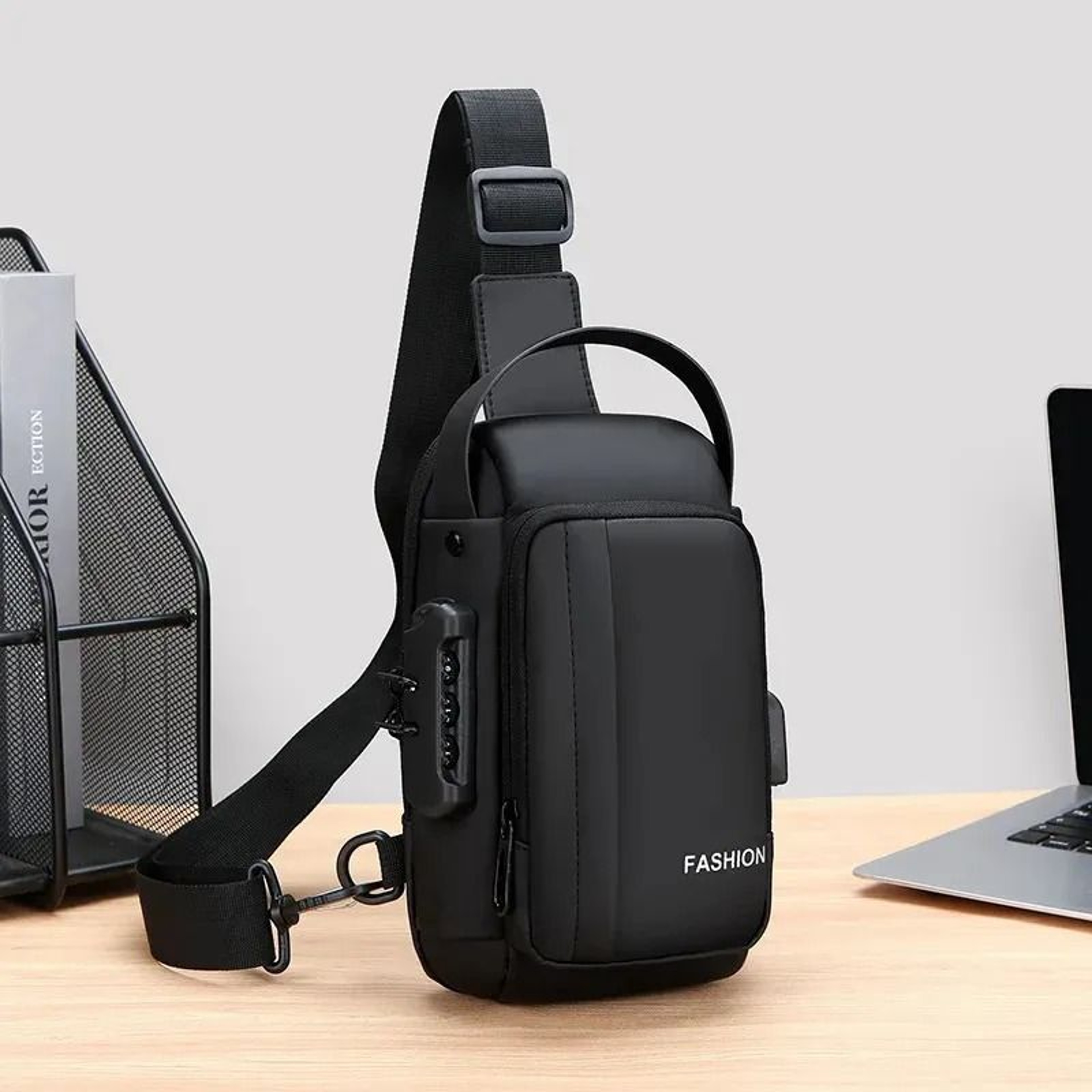 Mens Anti Theft Chest Bag Lightweight Travel Sling Bag With Password Lock 0