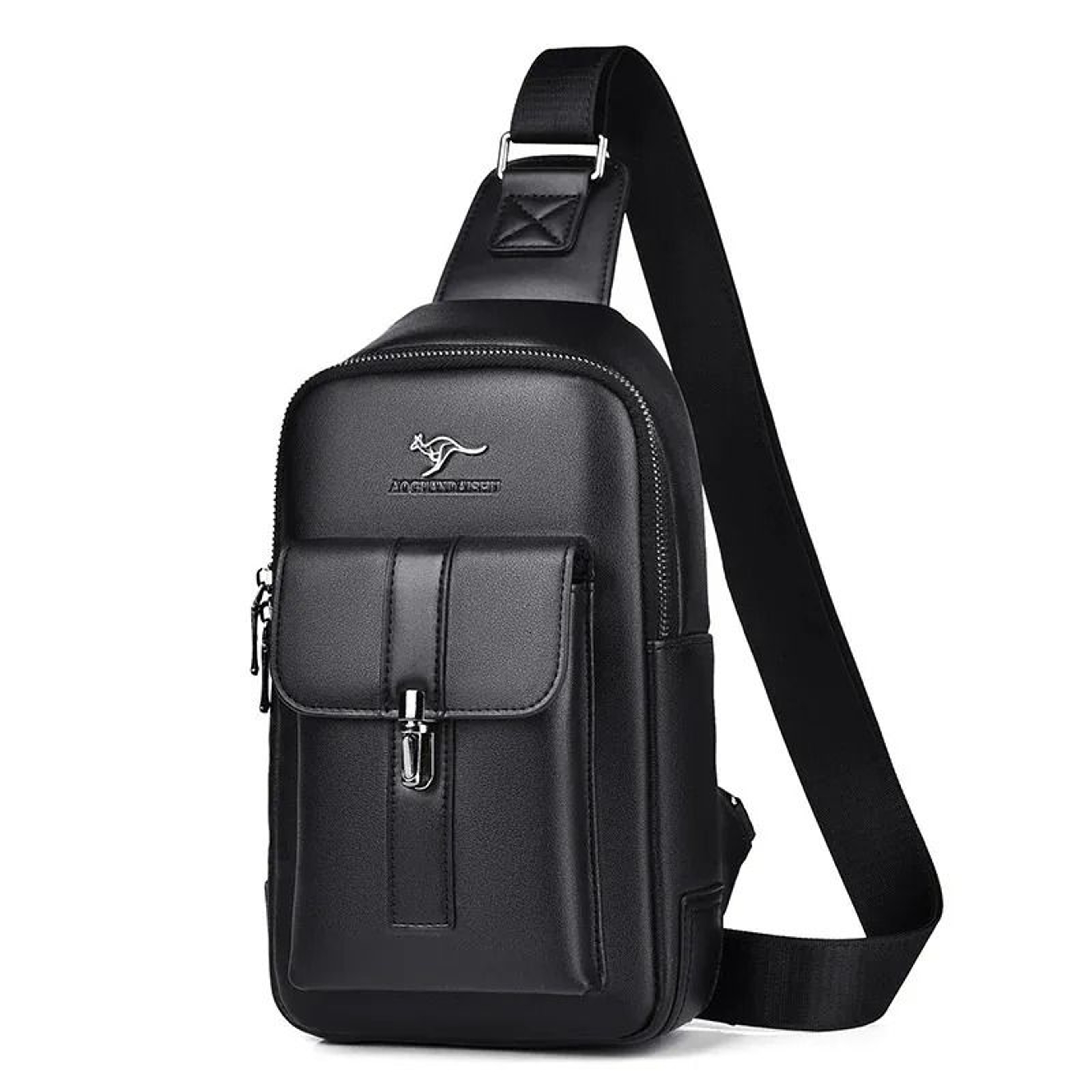 Men Leather Crossbody Chest Bag Travel Sling Shoulder Bag 0