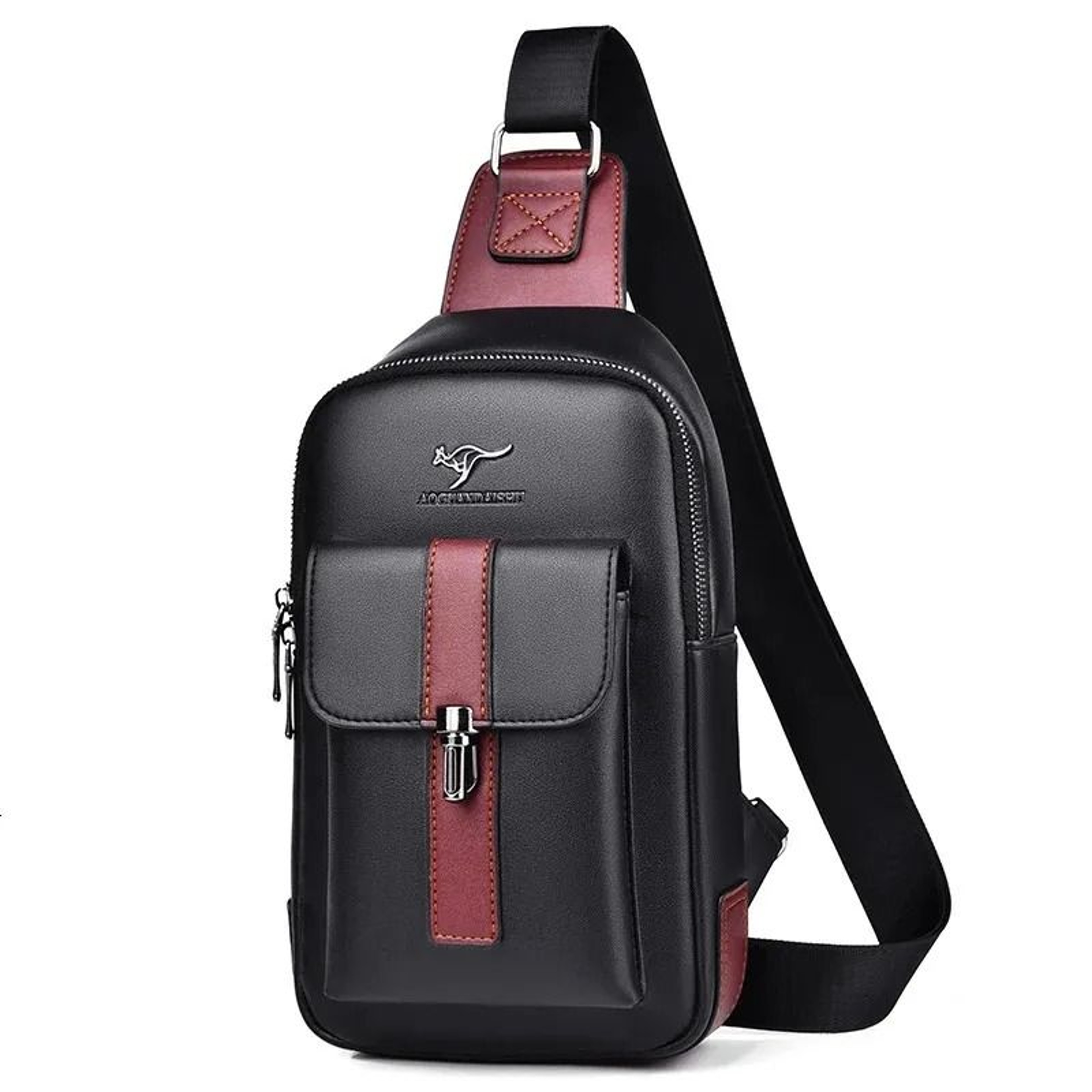 Men Leather Crossbody Chest Bag Travel Sling Shoulder Bag 1