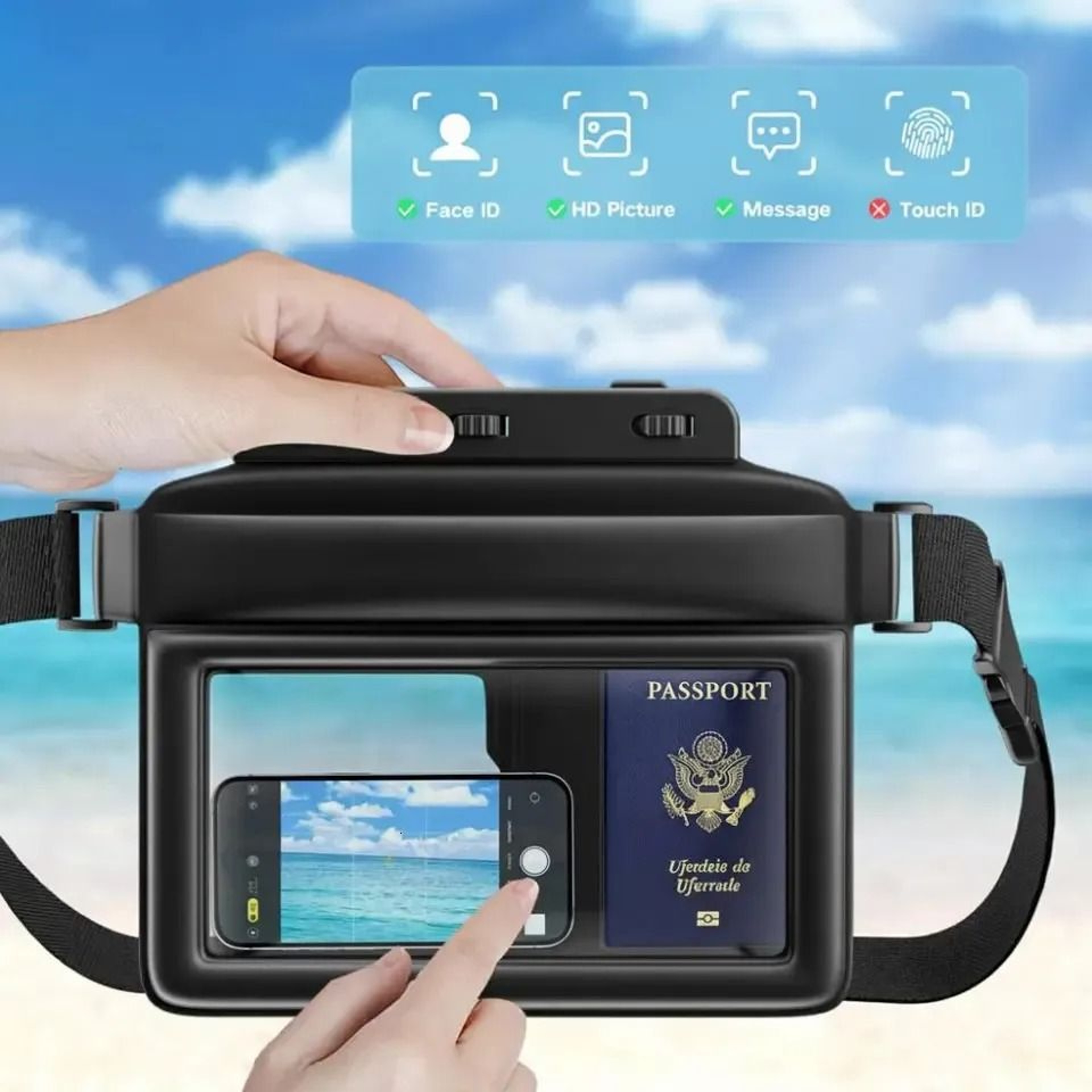 PVC Swimming Waist Bag With Touch Screen Phone Pouch And Adjustable Strap 3