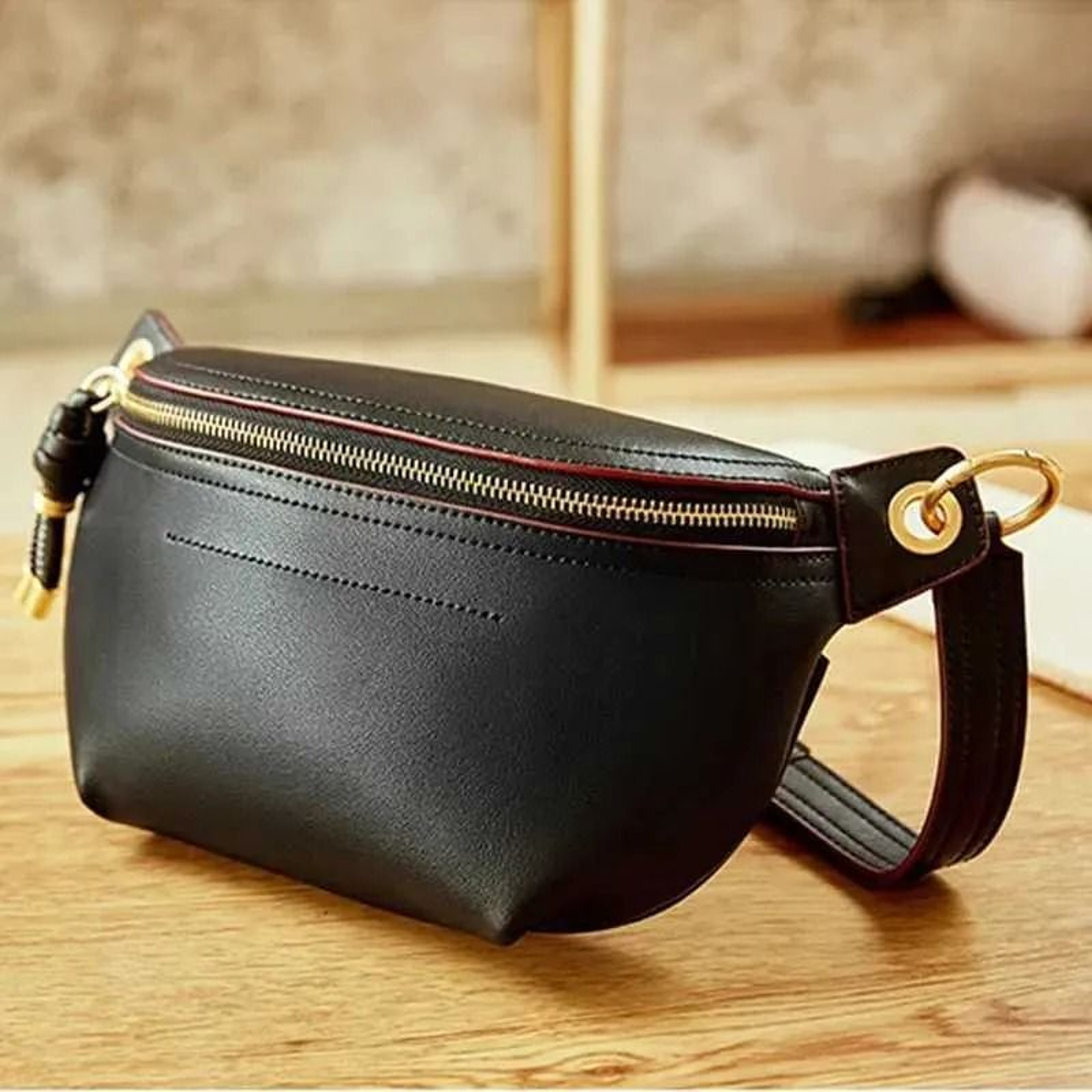 Women Genuine Leather Belt Bag Cowskin Fanny Pack Shoulder Waist Bag 0
