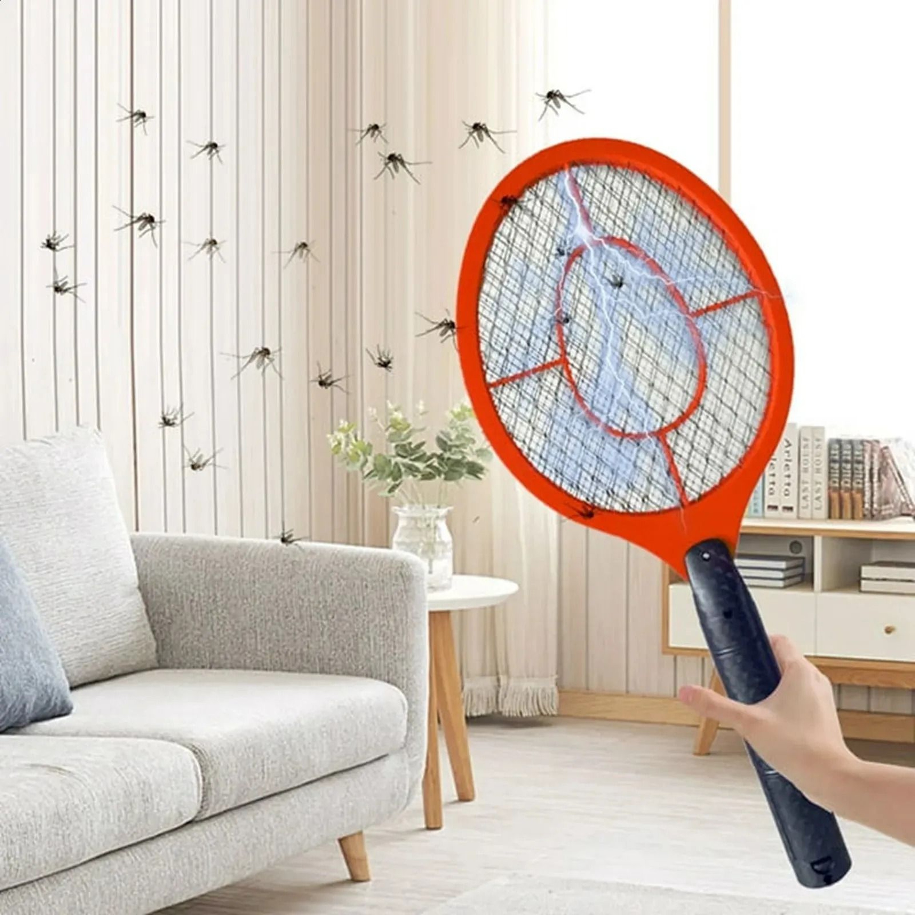 Rechargeable Electric Mosquito Swatter Racket With Safety Switch For Indoor And Outdoor Use 1