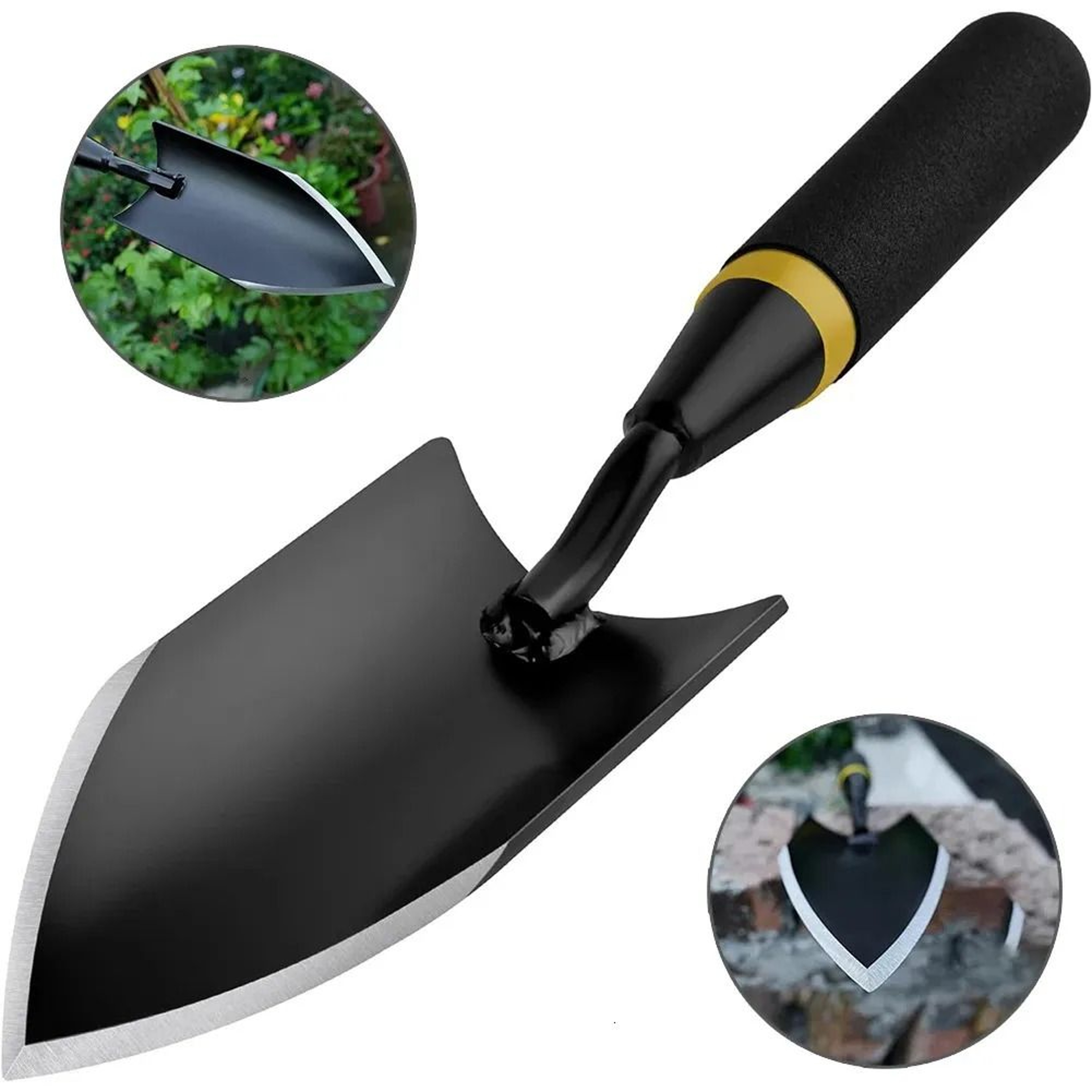 Manganese Steel Garden Trowel With Curved Blade And Ergonomic Rubber Handle 0