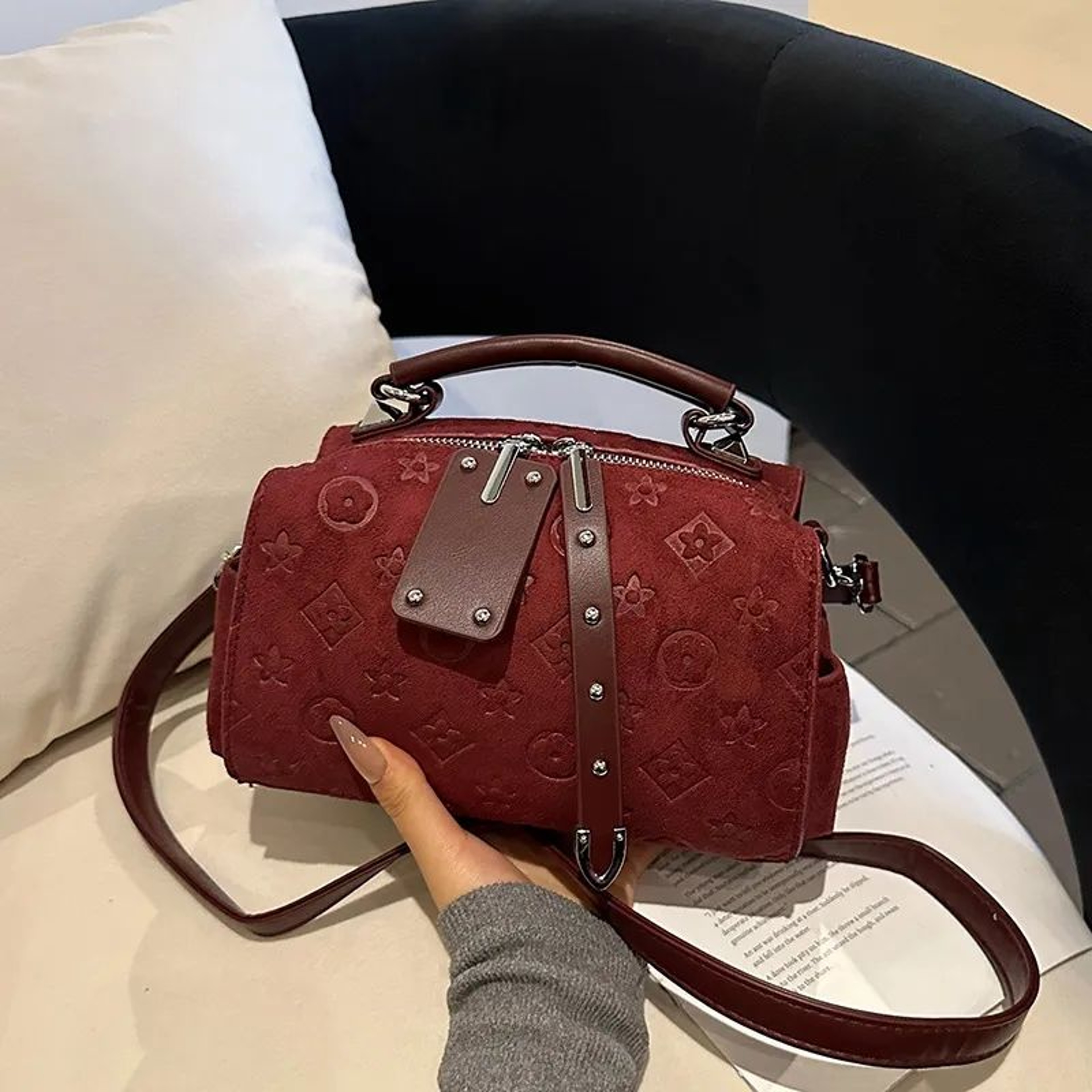 Crossbody Pillow Bag With Matte Finish Lightweight Boston Shoulder Handbag 0