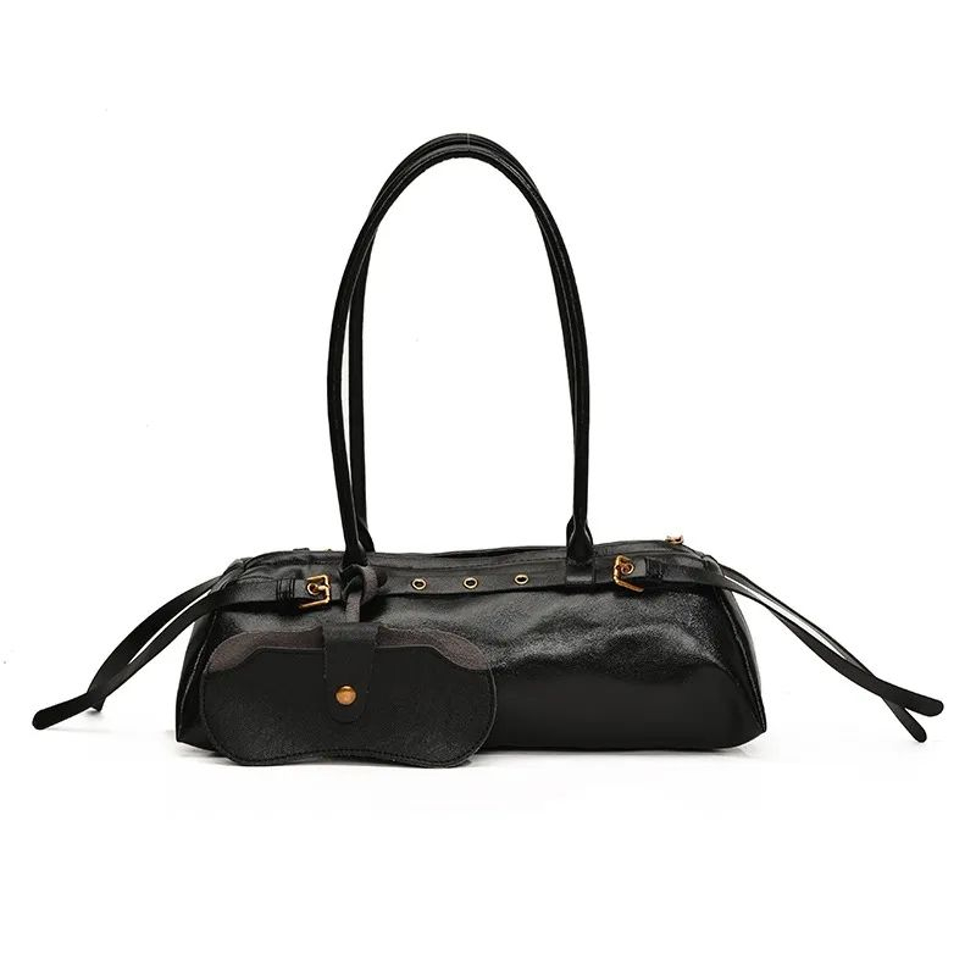 Womens Motorcycle Style Shoulder Bag With Zipper Closure And Soft PU Material 1