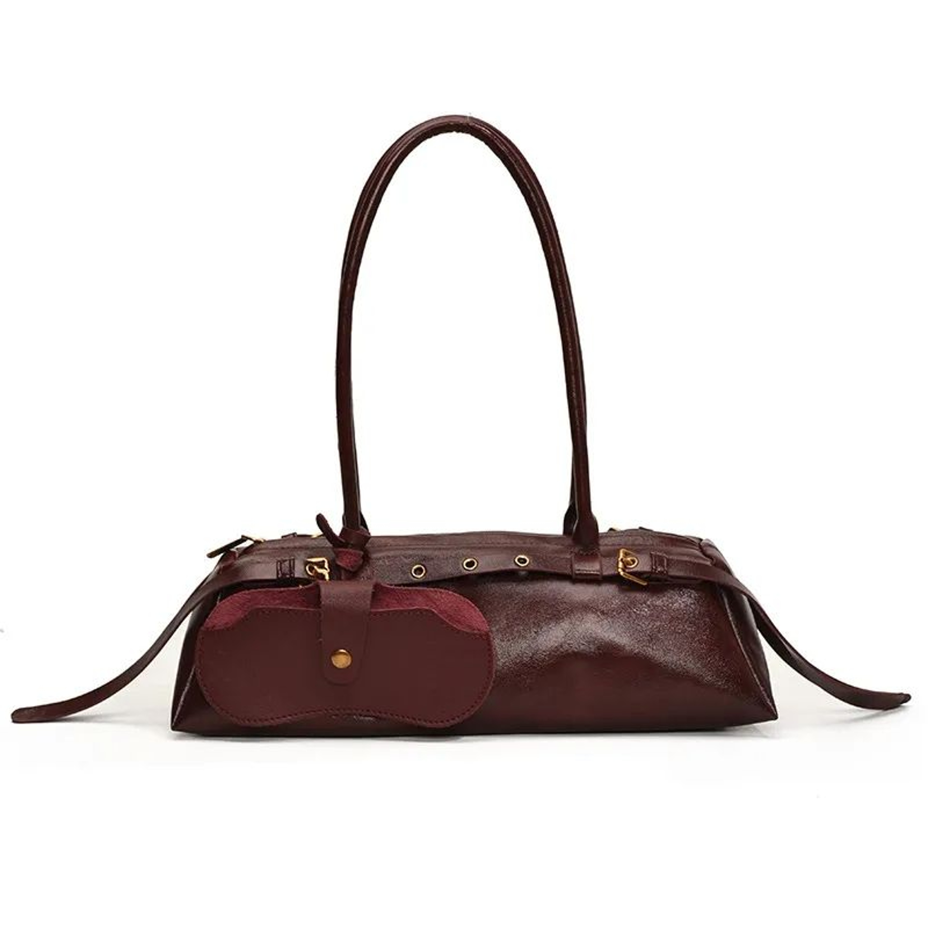 Womens Motorcycle Style Shoulder Bag With Zipper Closure And Soft PU Material 0