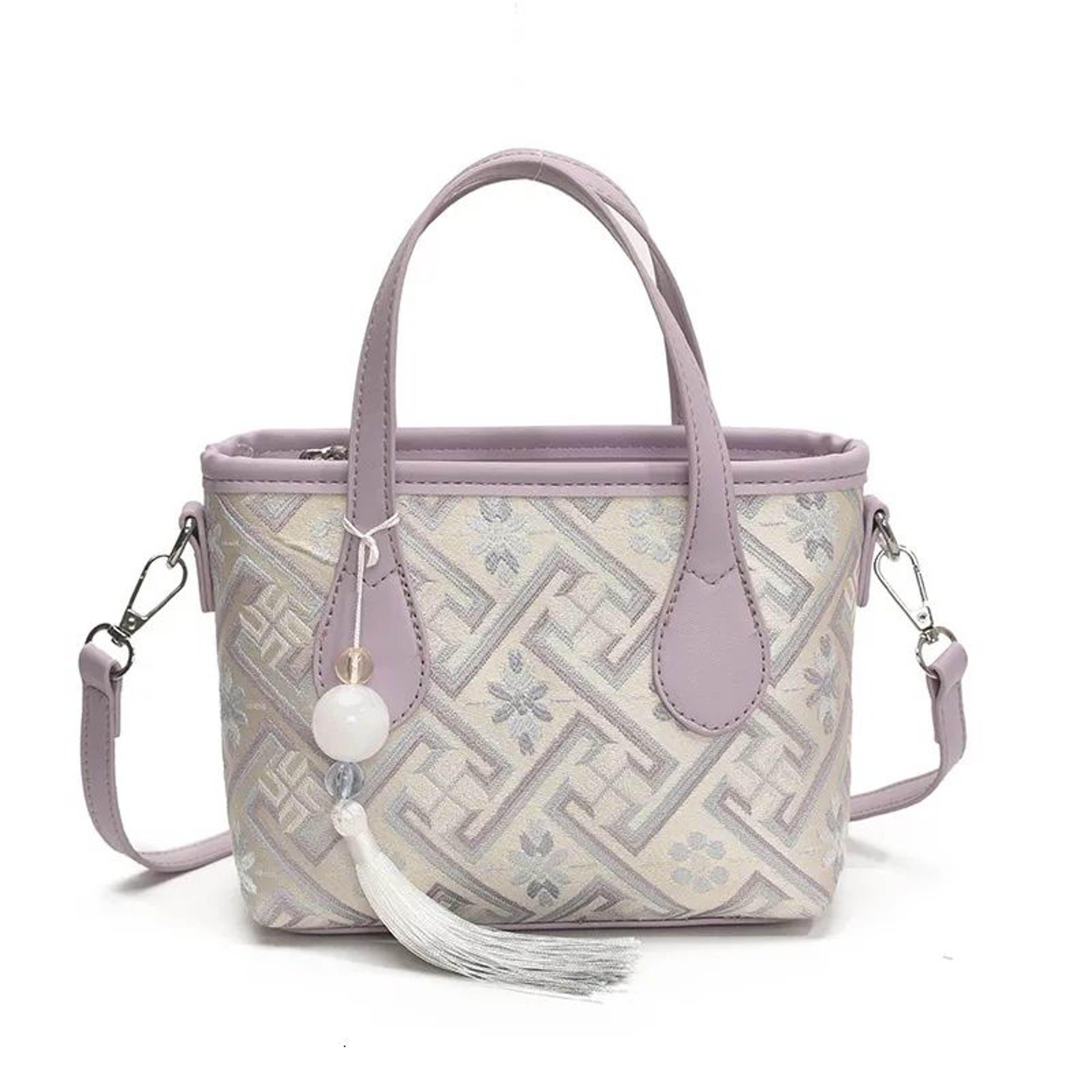 Womens Embroidered Brocade Handbag With Shoulder And Crossbody Design 3