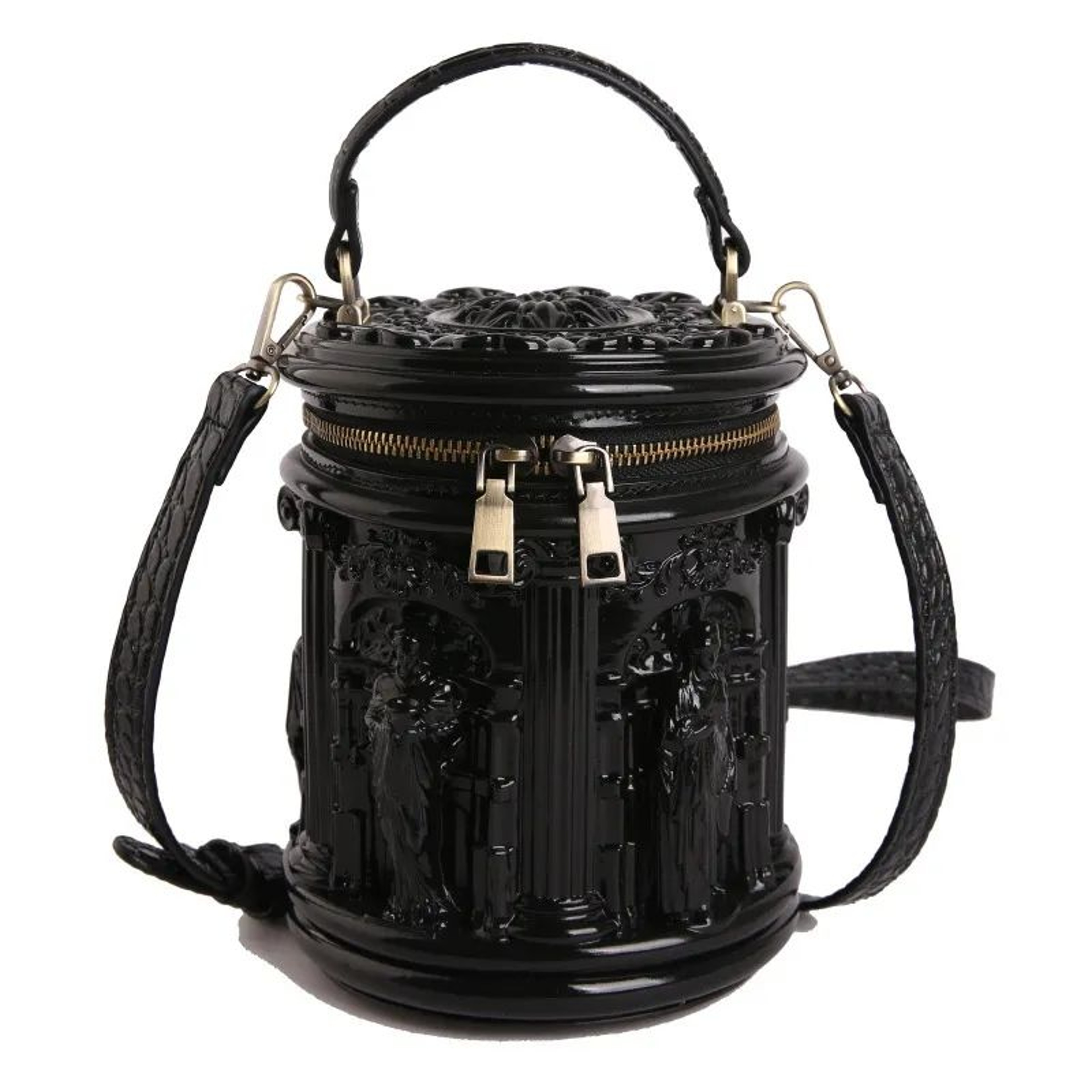Vintage ArabicStyle Carved Metal Texture Shoulder And Crossbody Handbag For Women 0