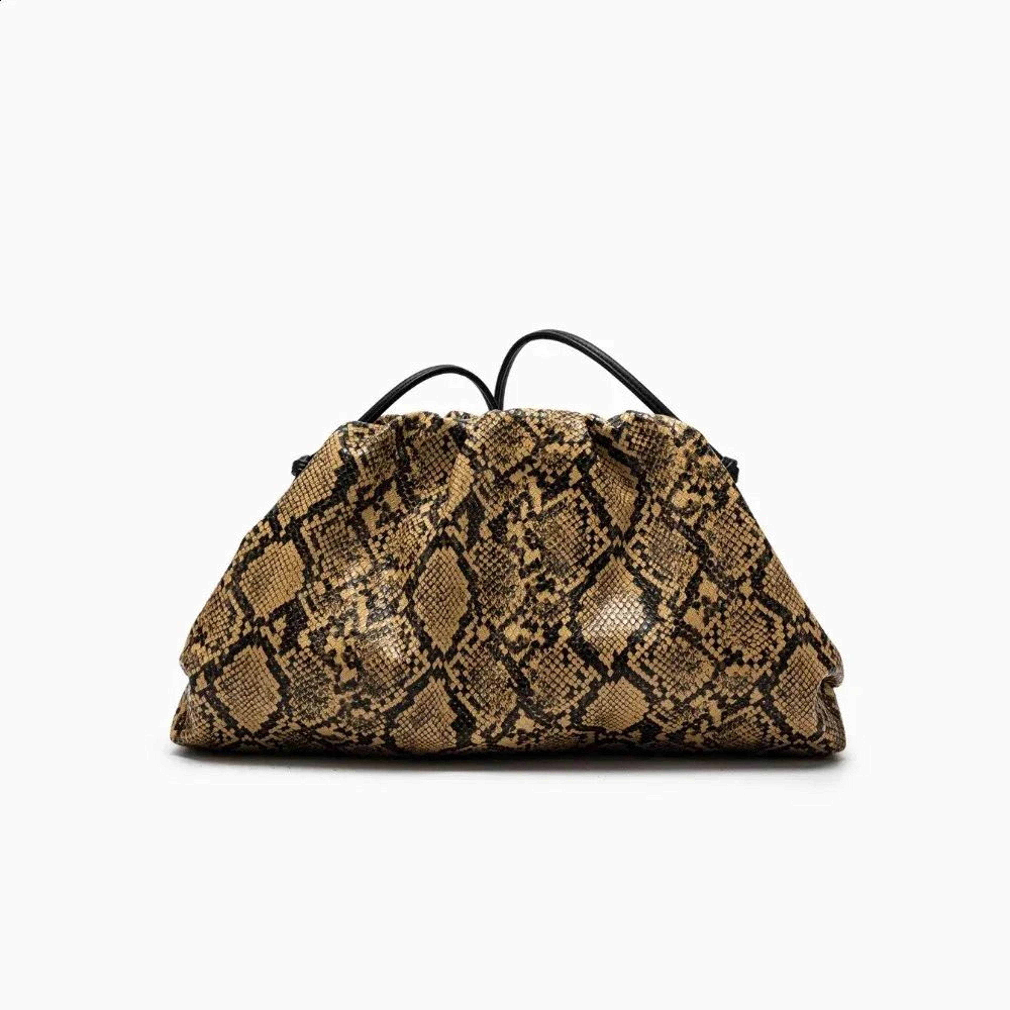 WomenPleated Snake Pattern Shoulder Bag With Dumpling Cloud Pouch Design 0