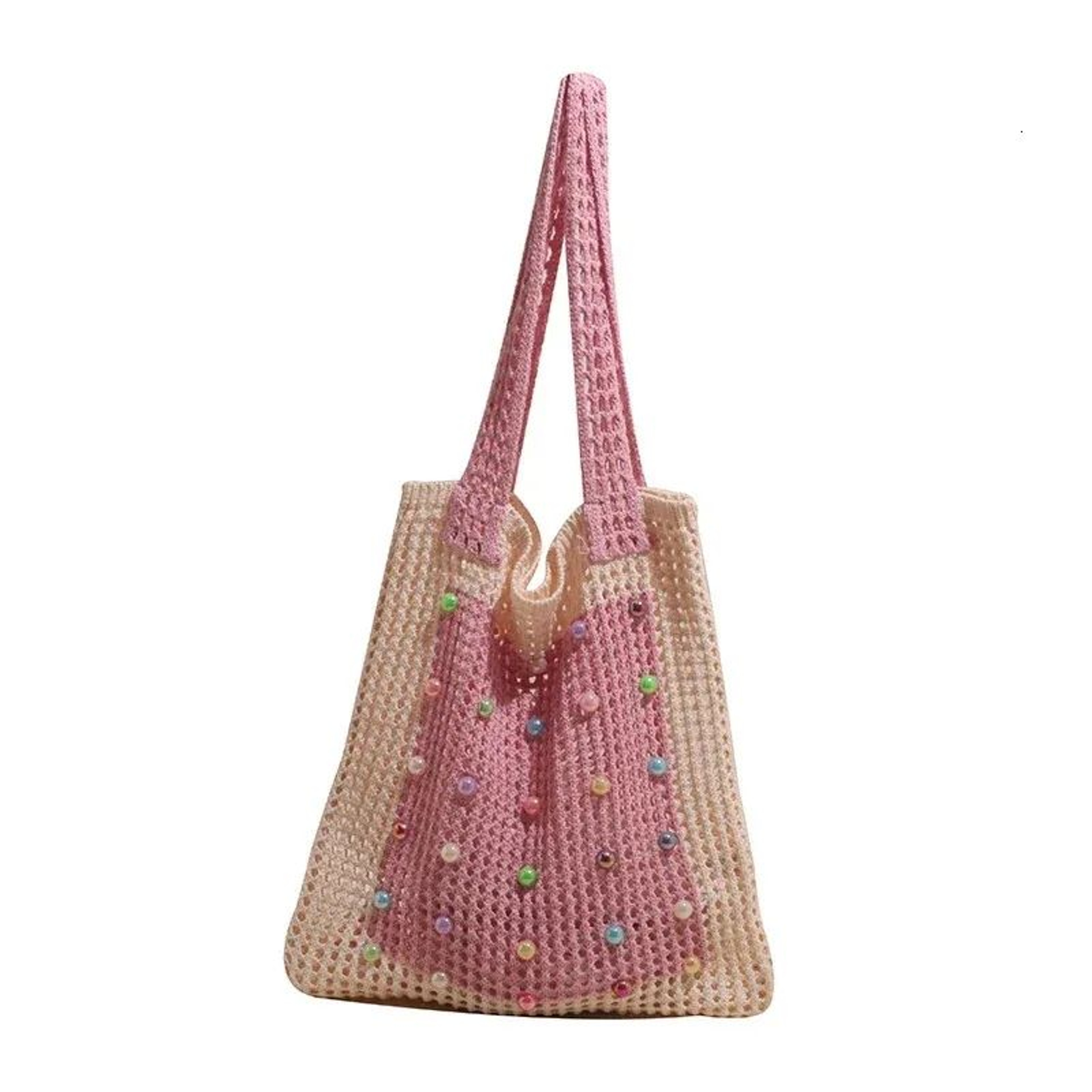 Womens Large Capacity Contrast Color HollowOut Shoulder Bag 0