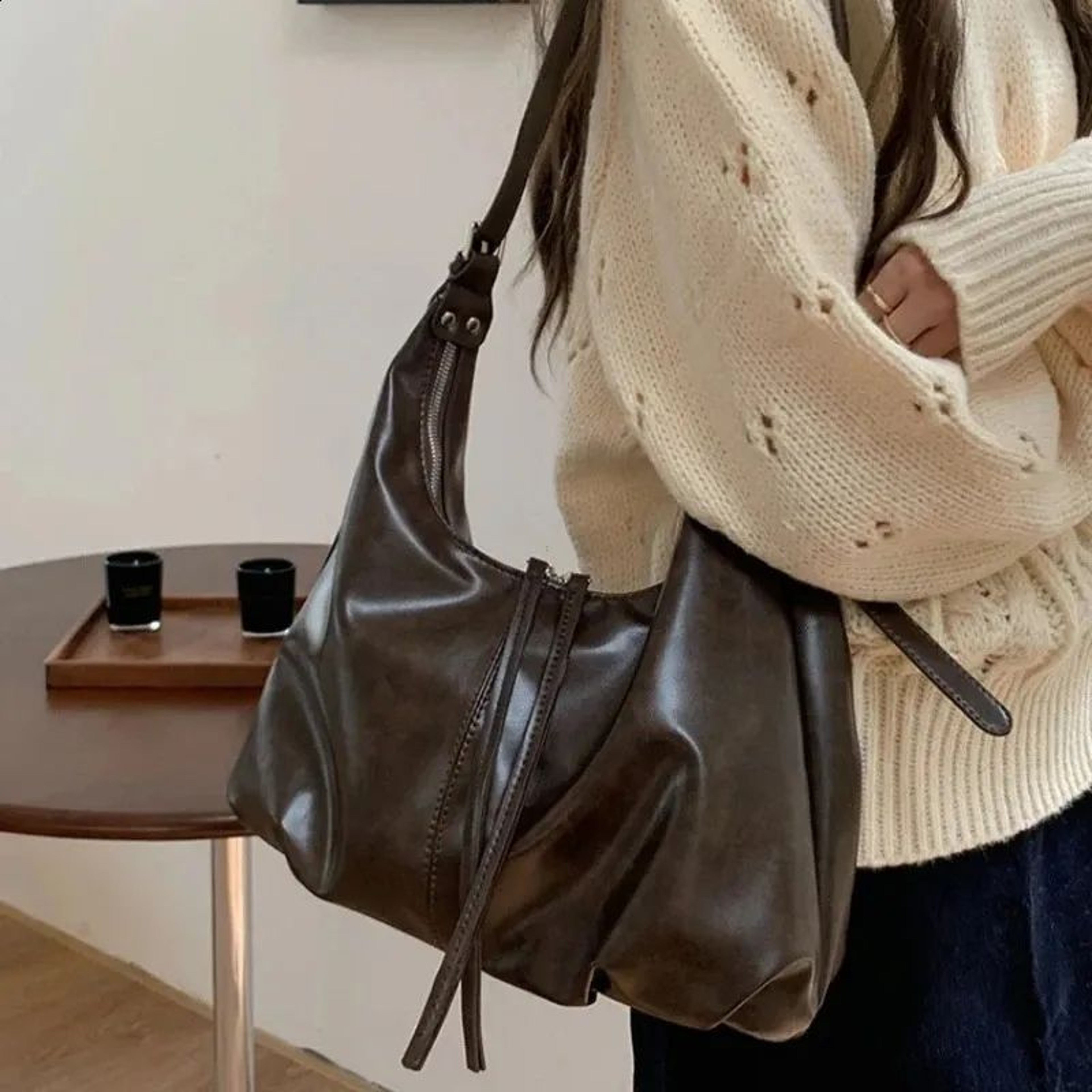 Women Patchwork Shoulder Bag  Colorblock Y2K Underarm Handbag 3