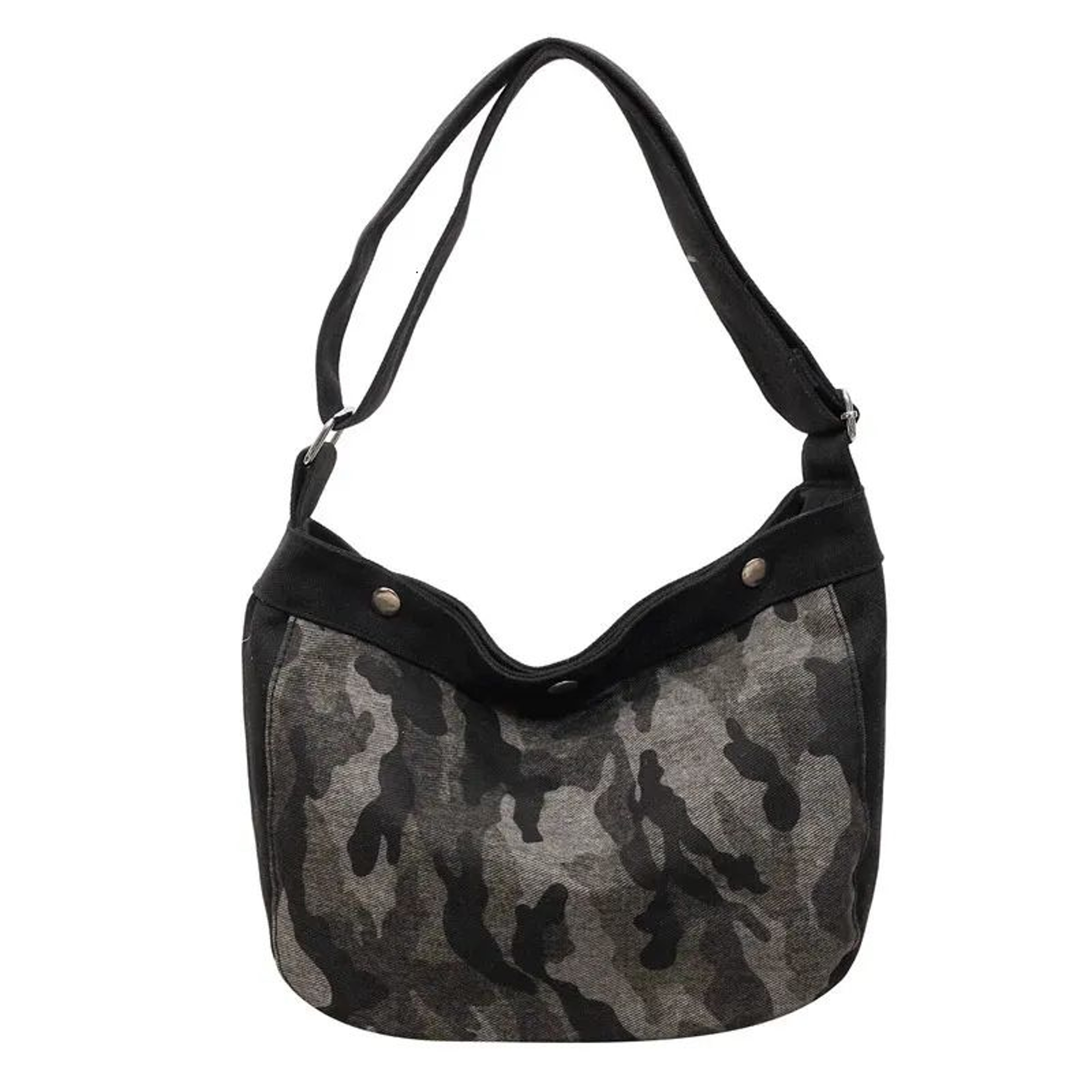 Camouflage Canvas Hobo Shoulder Bag For Women Retro Army Green Crossbody Purse 1
