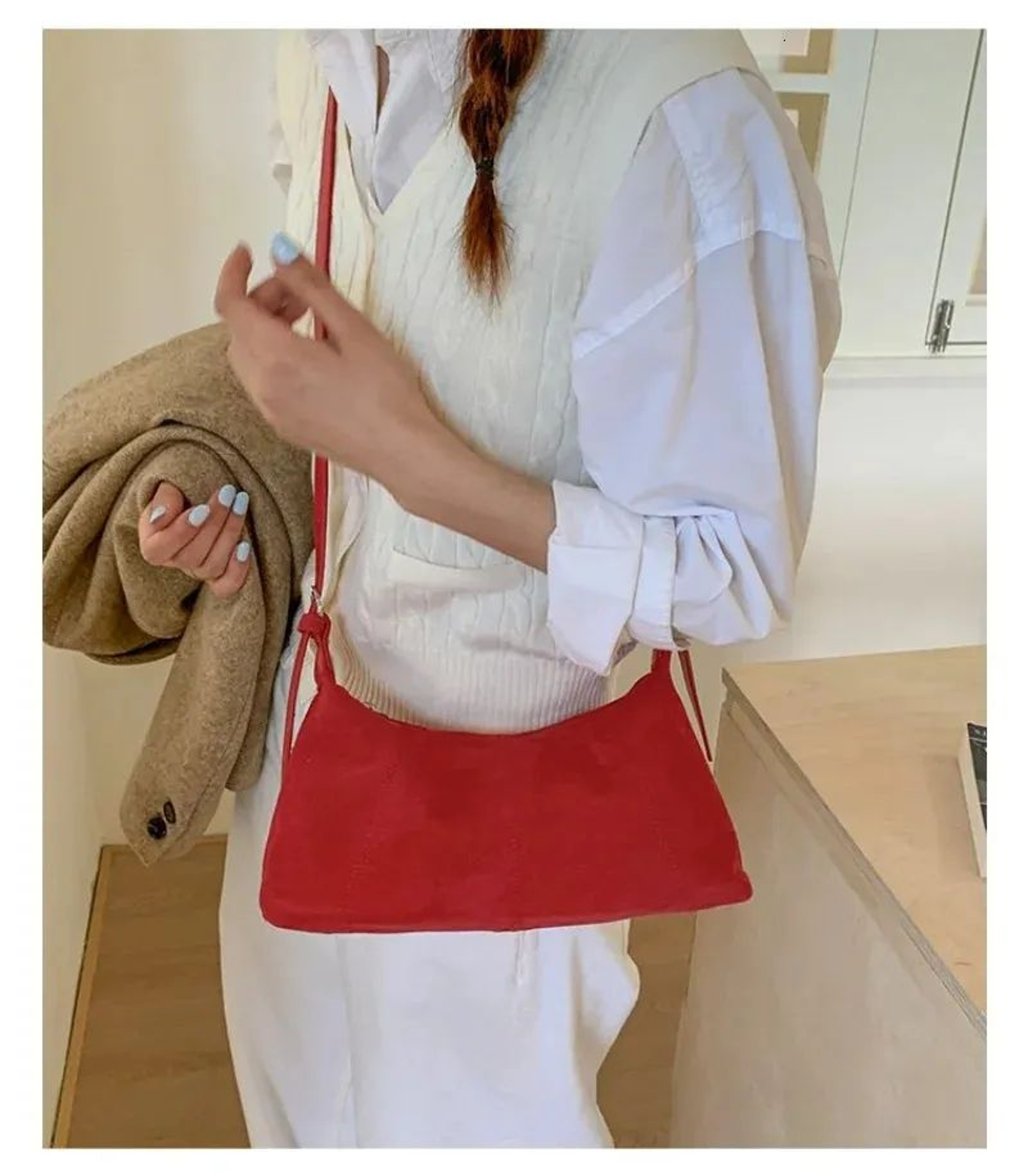 Womens Suede Shoulder Bag With Adjustable Removable Straps 4