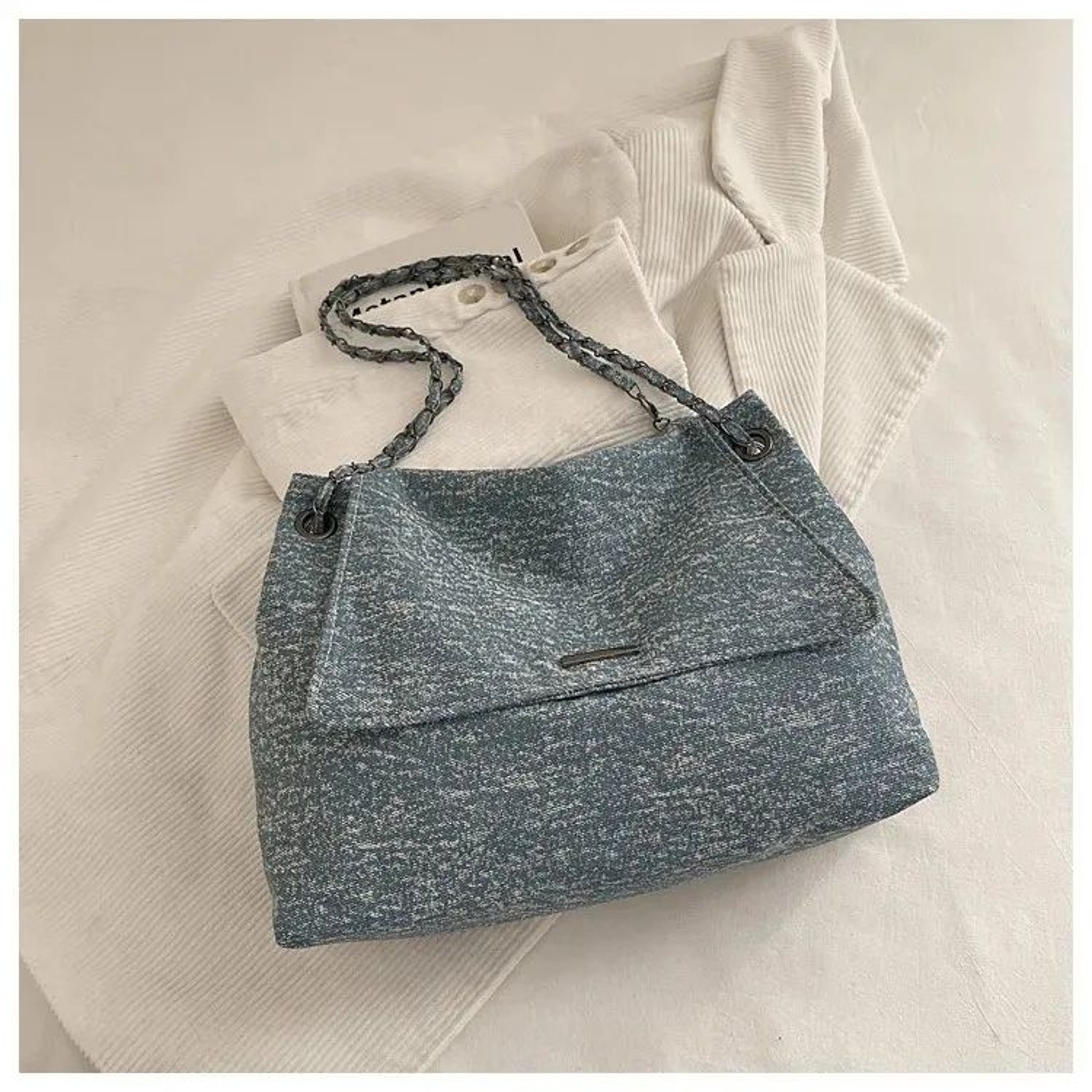 Large Capacity Denim Crossbody Bag For Women With Adjustable Shoulder Strap 2