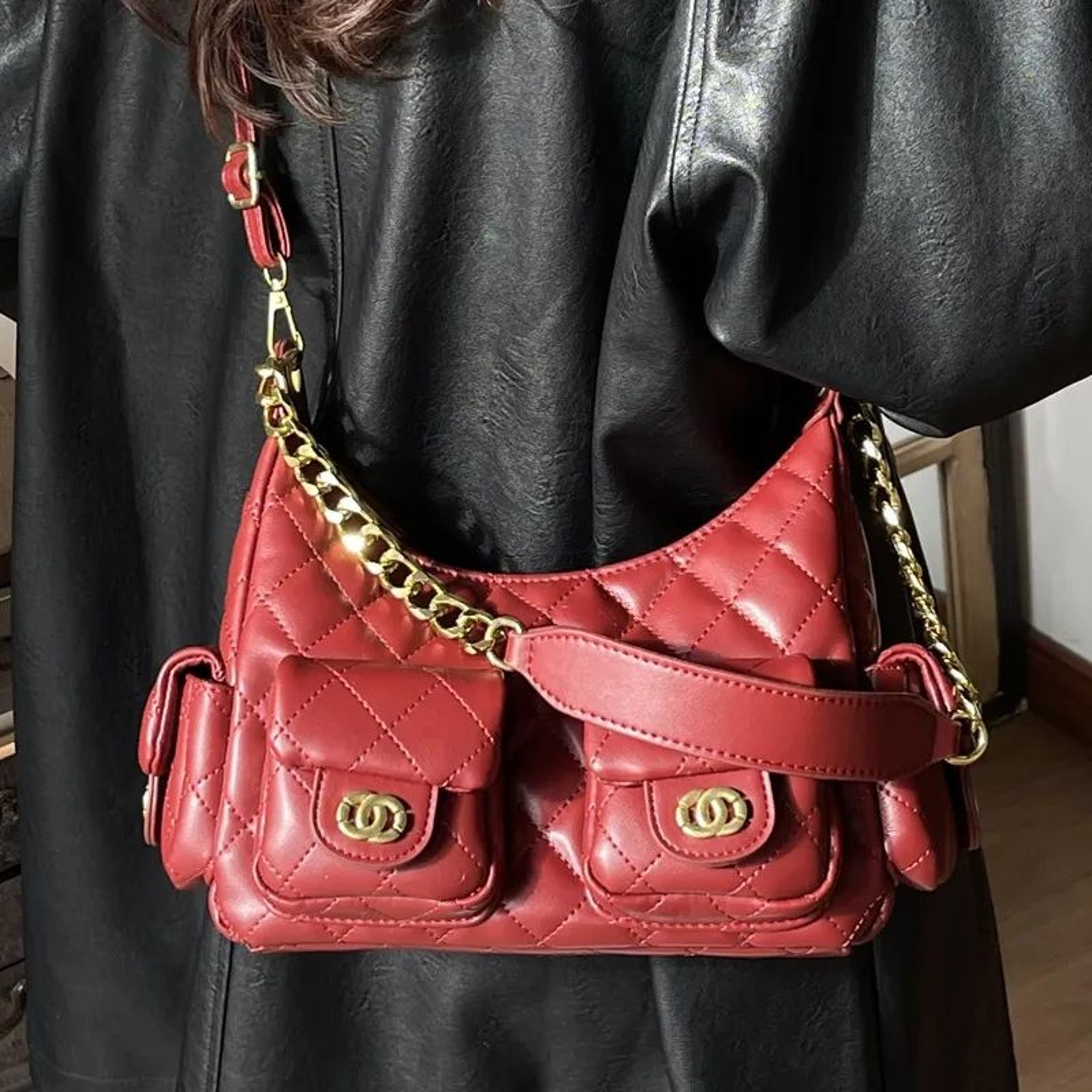 Diamond Quilted Shoulder Bag For Women Minimalist Everyday Handbag 2