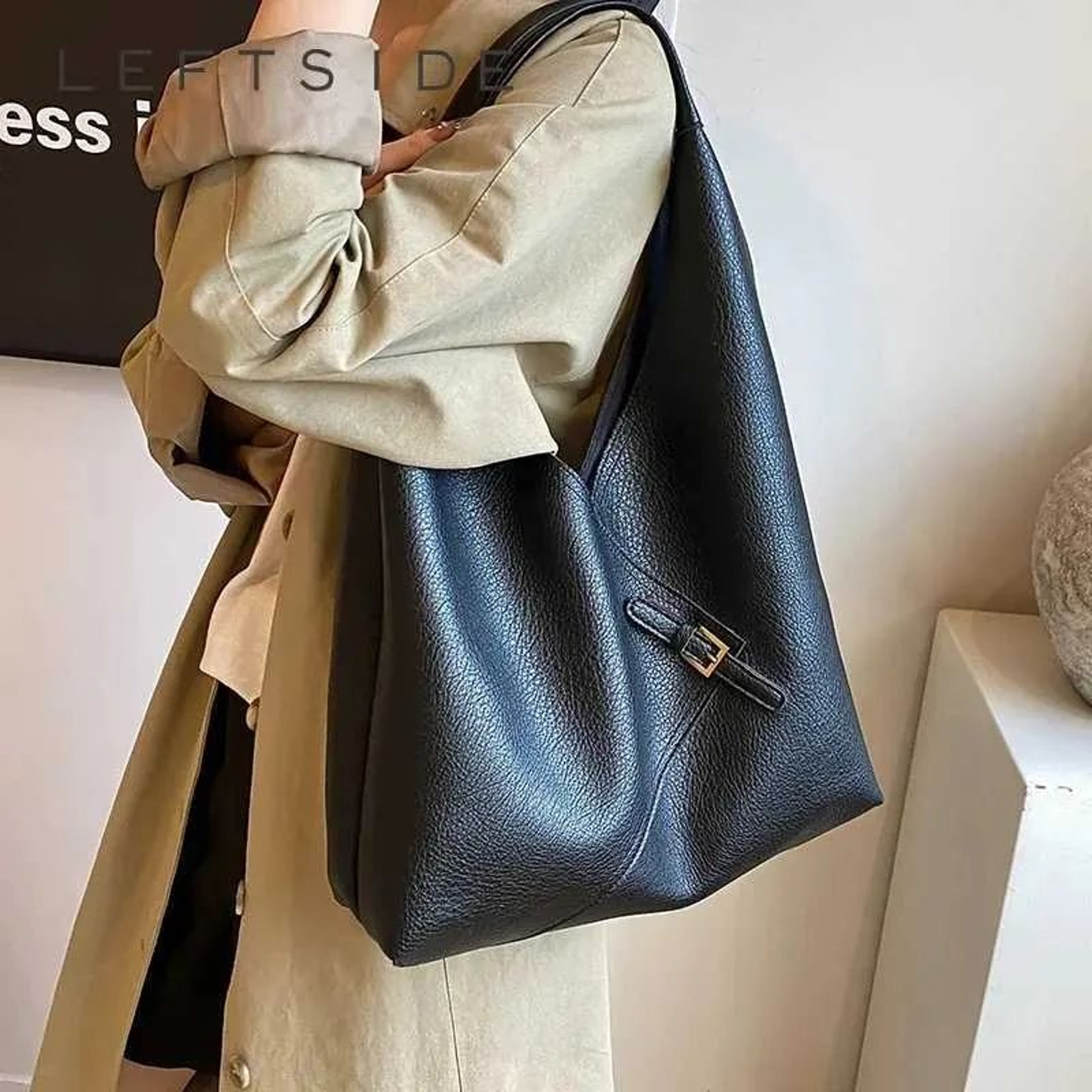 PU Leather Hobo Shoulder Bag With Adjustable Strap And Zipper Closure 5