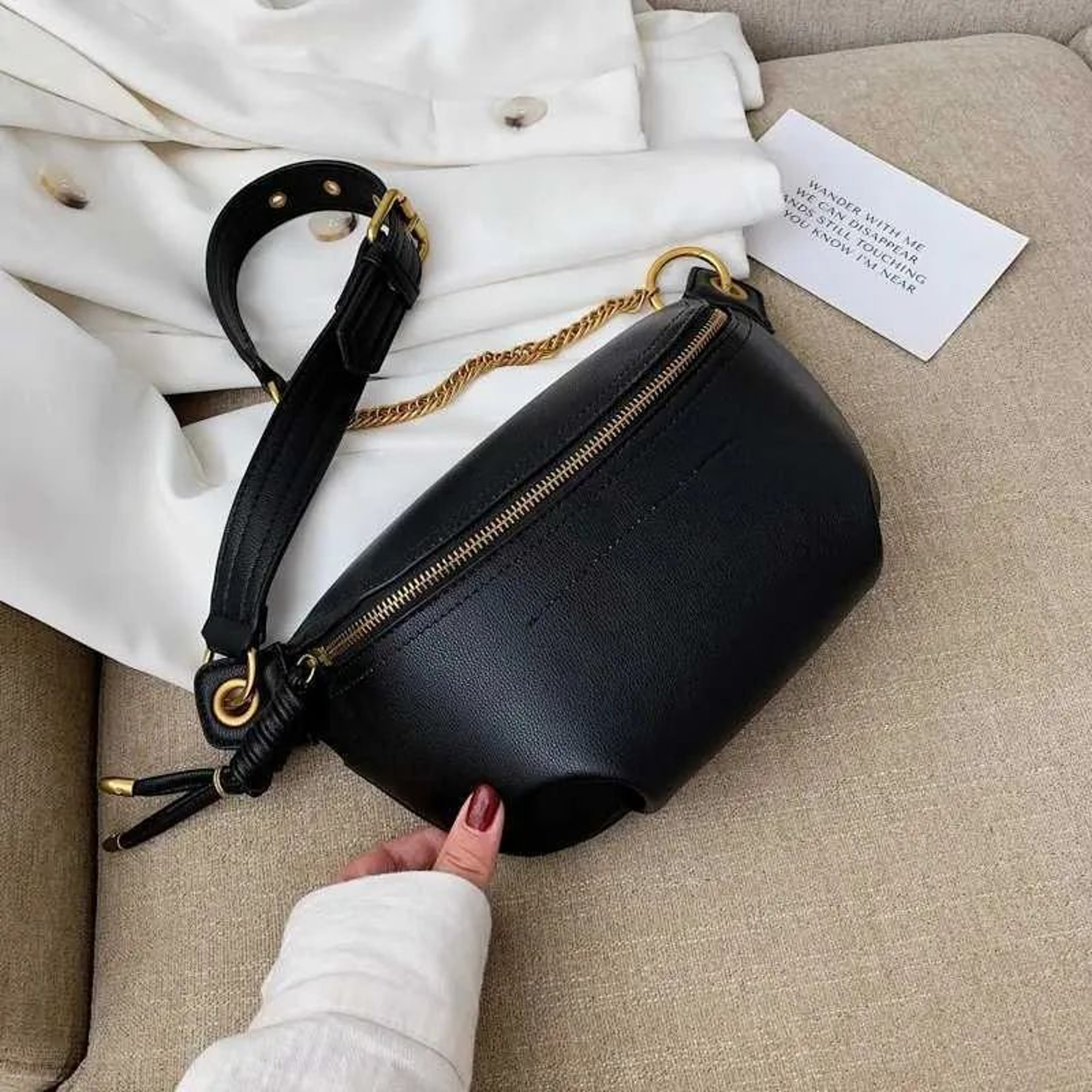 Women White Letter Print Belt Bag And Crossbody Waist Pack 0