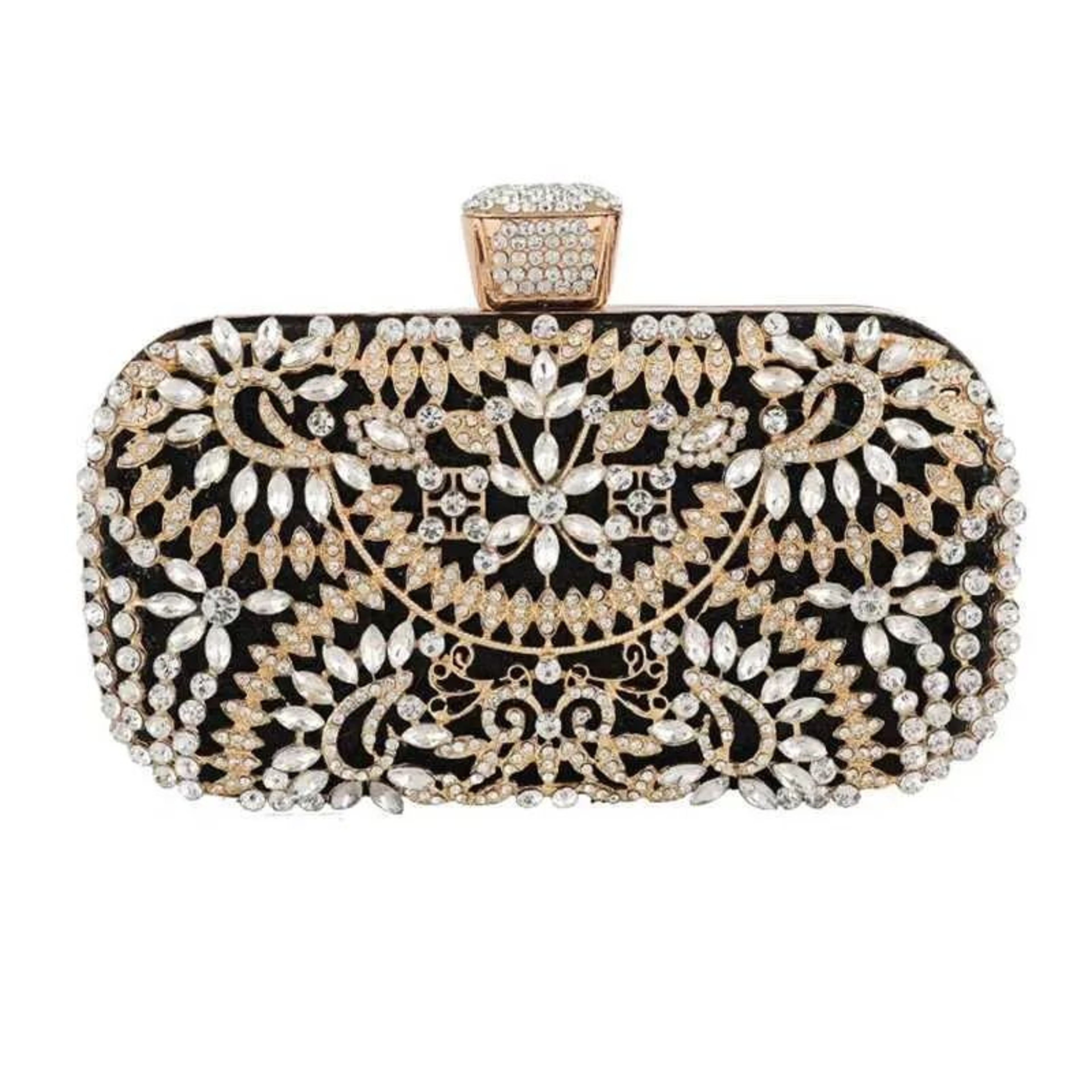 Gold Evening Clutch Handbag With Detachable Chain Strap And Metallic Finish 0