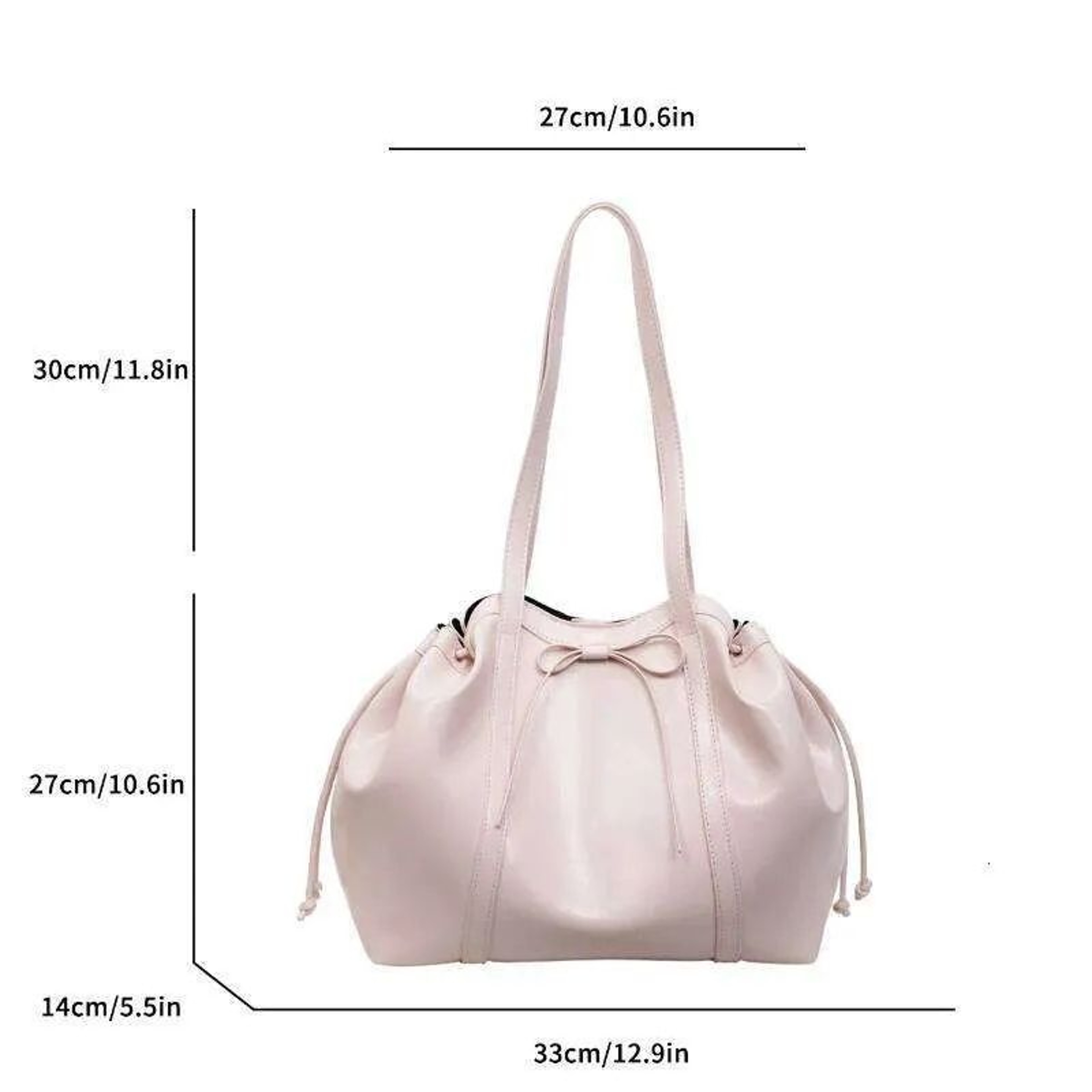 Leather Shoulder Bag With Bow Accent And Large Capacity 4