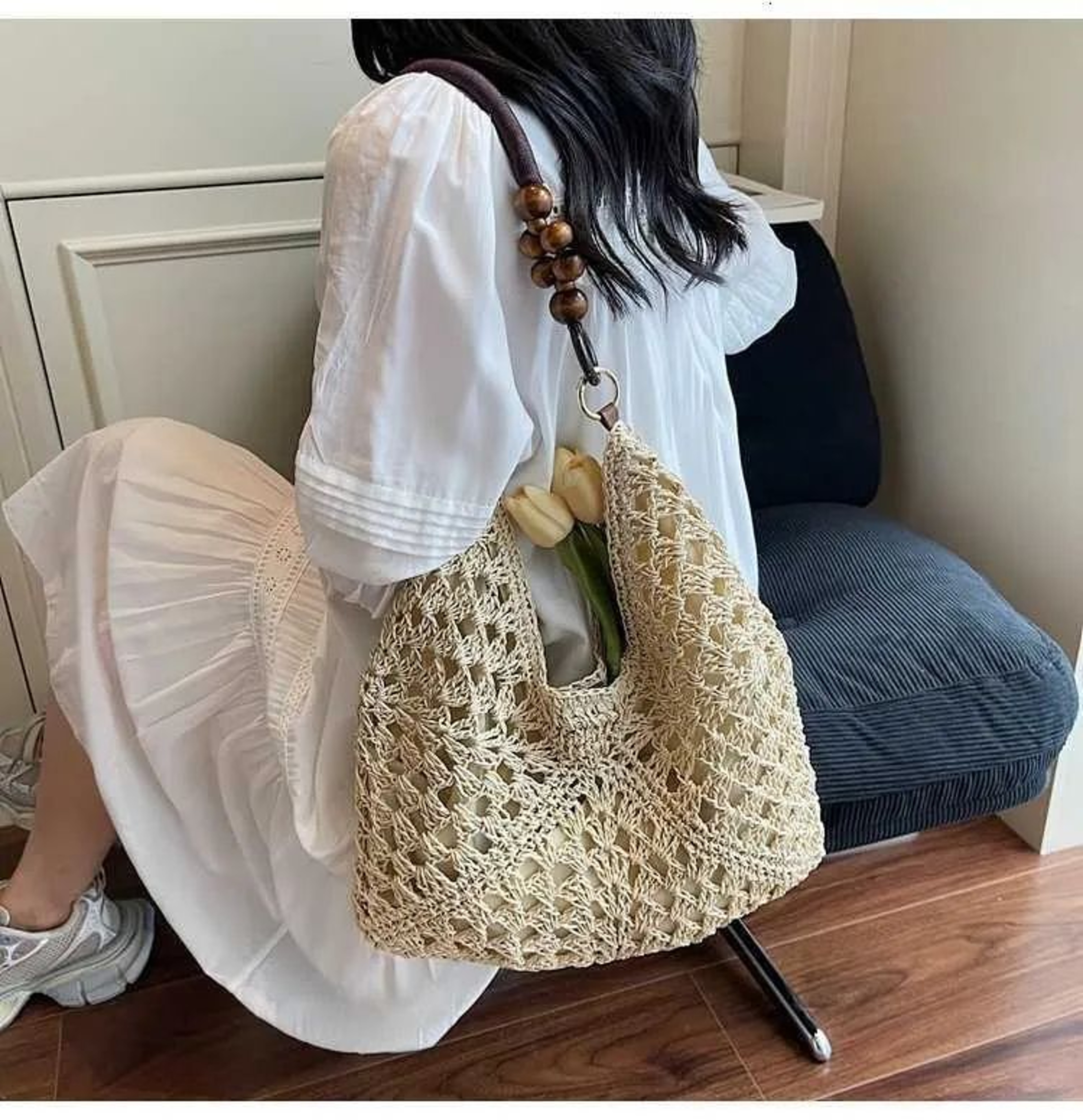 Womens Genuine Leather Bucket Bag With Adjustable Shoulder Strap 4