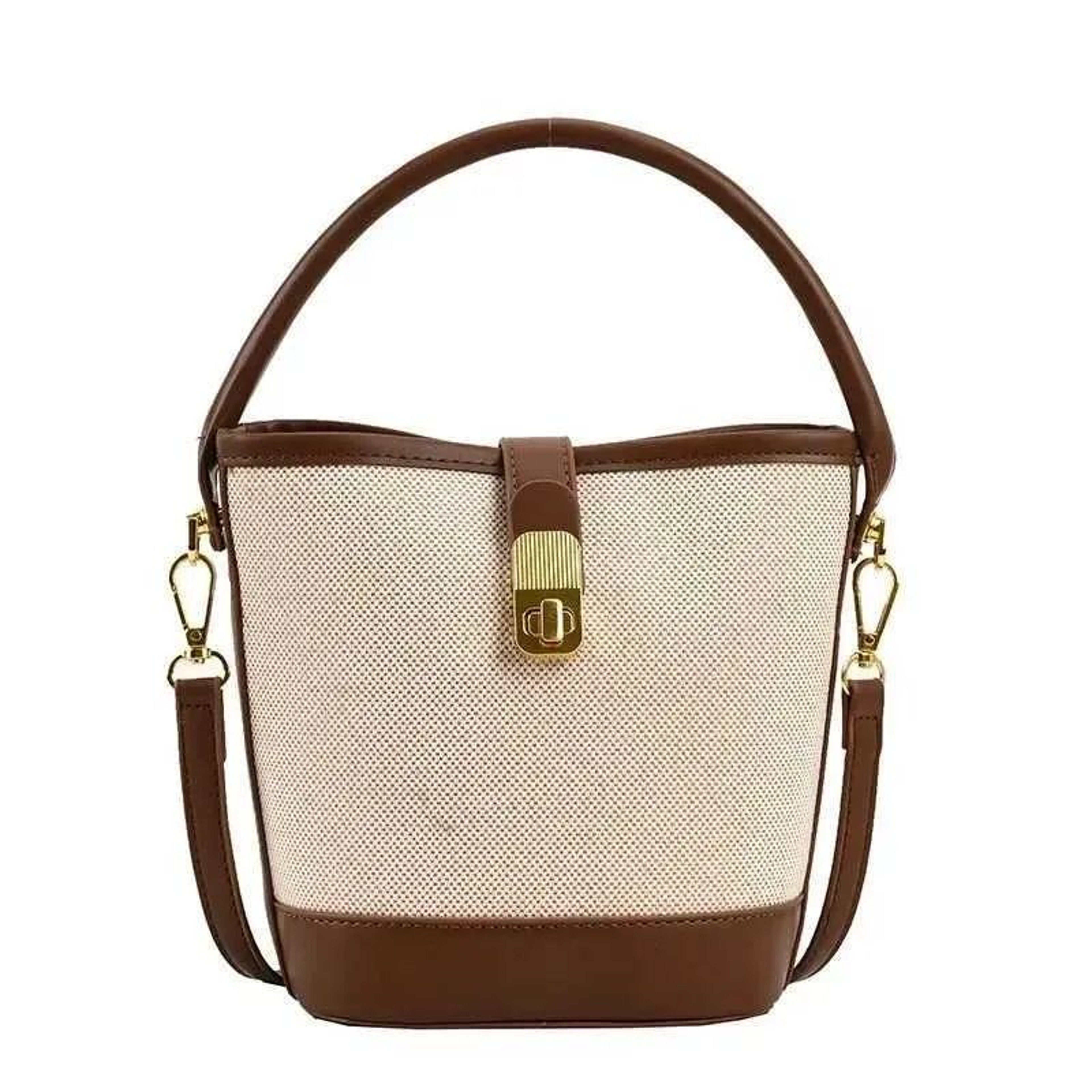 Large Canvas Bucket Crossbody Bag With Adjustable Shoulder Strap And Interior Pockets 2