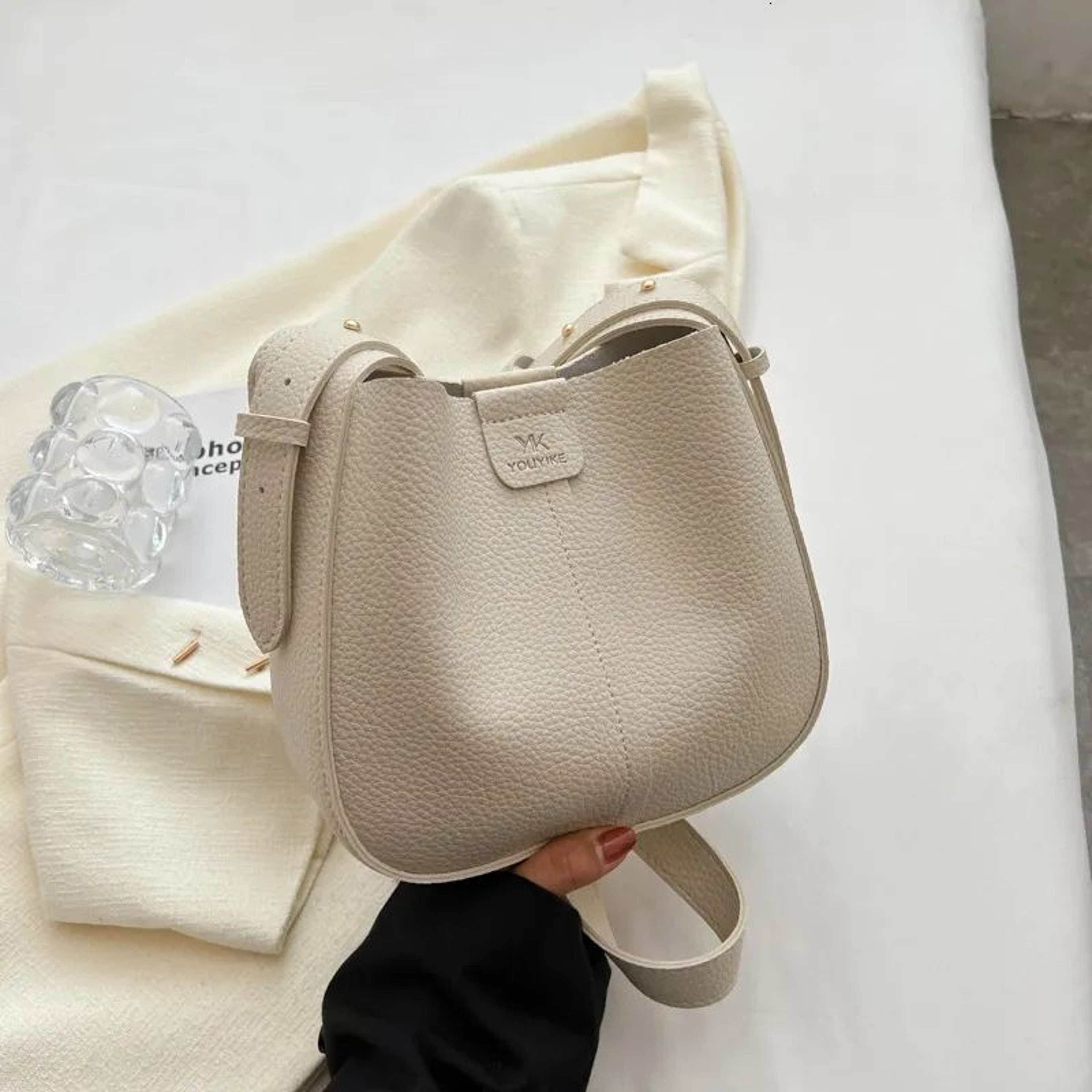 Women Small Bucket Bag With Textured Finish And Shoulder Crossbody Style 4