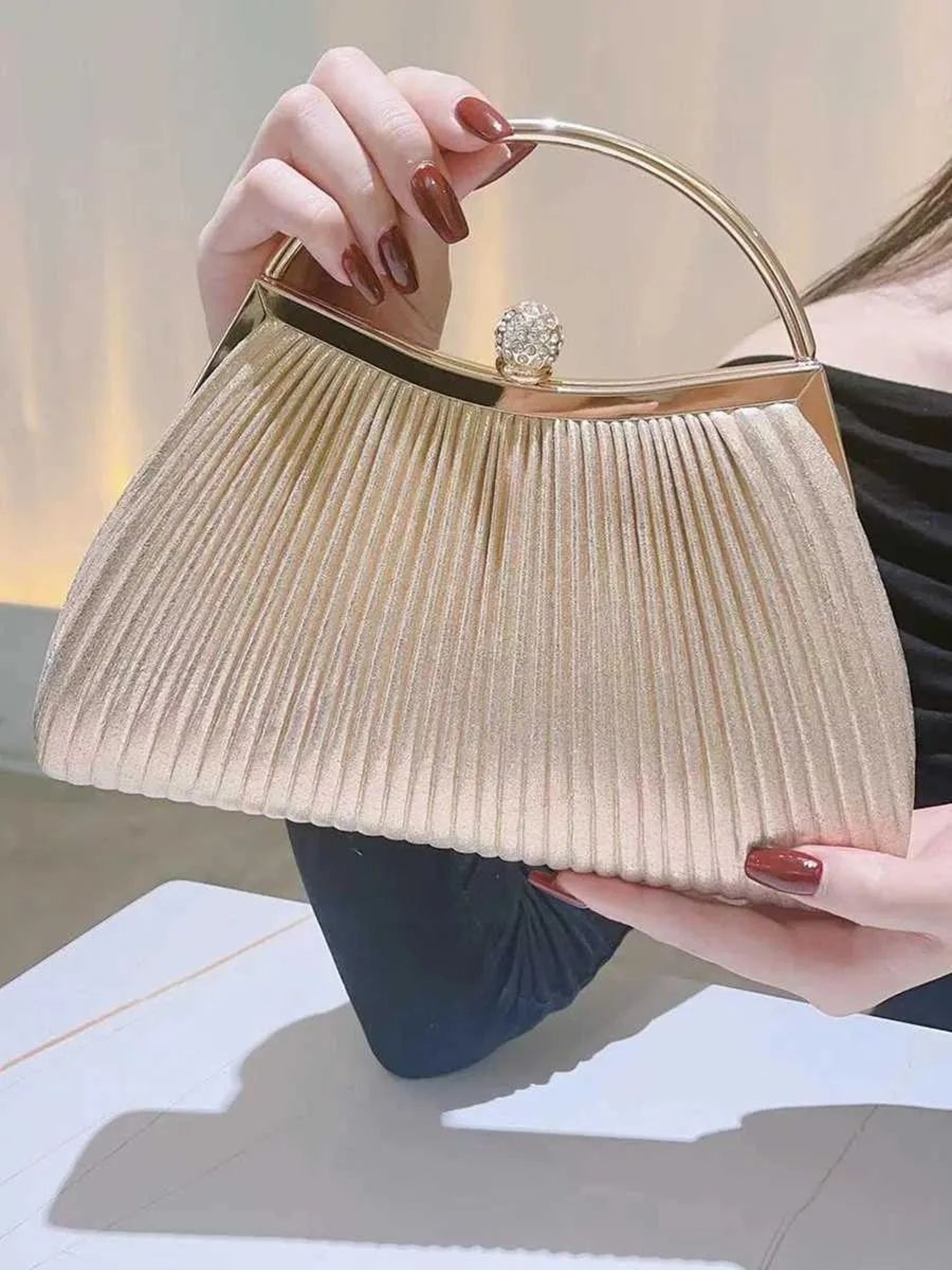 Vintage Glitter Evening Clutch Purse With Detachable Crossbody Chain 3