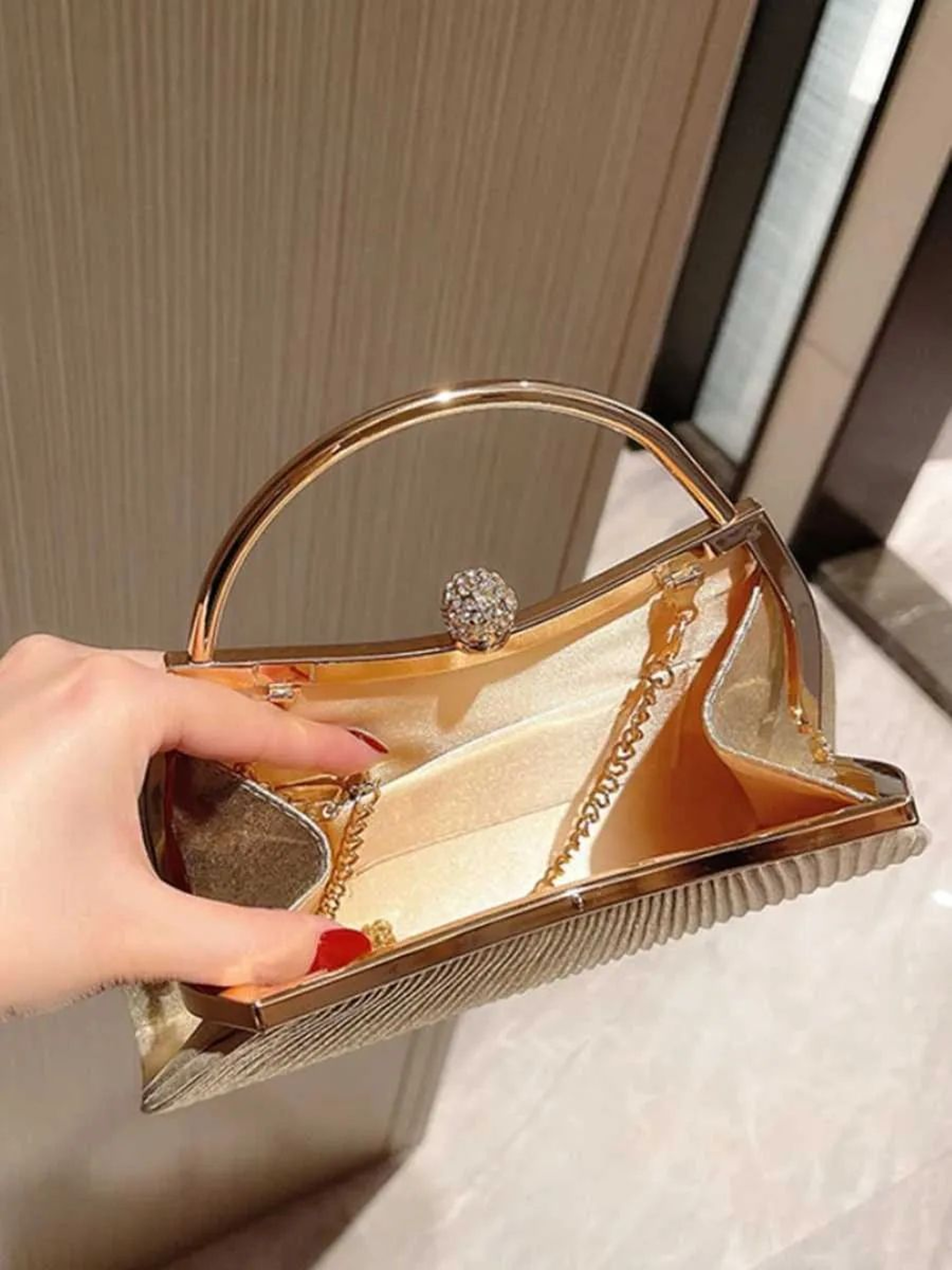Vintage Glitter Evening Clutch Purse With Detachable Crossbody Chain 2