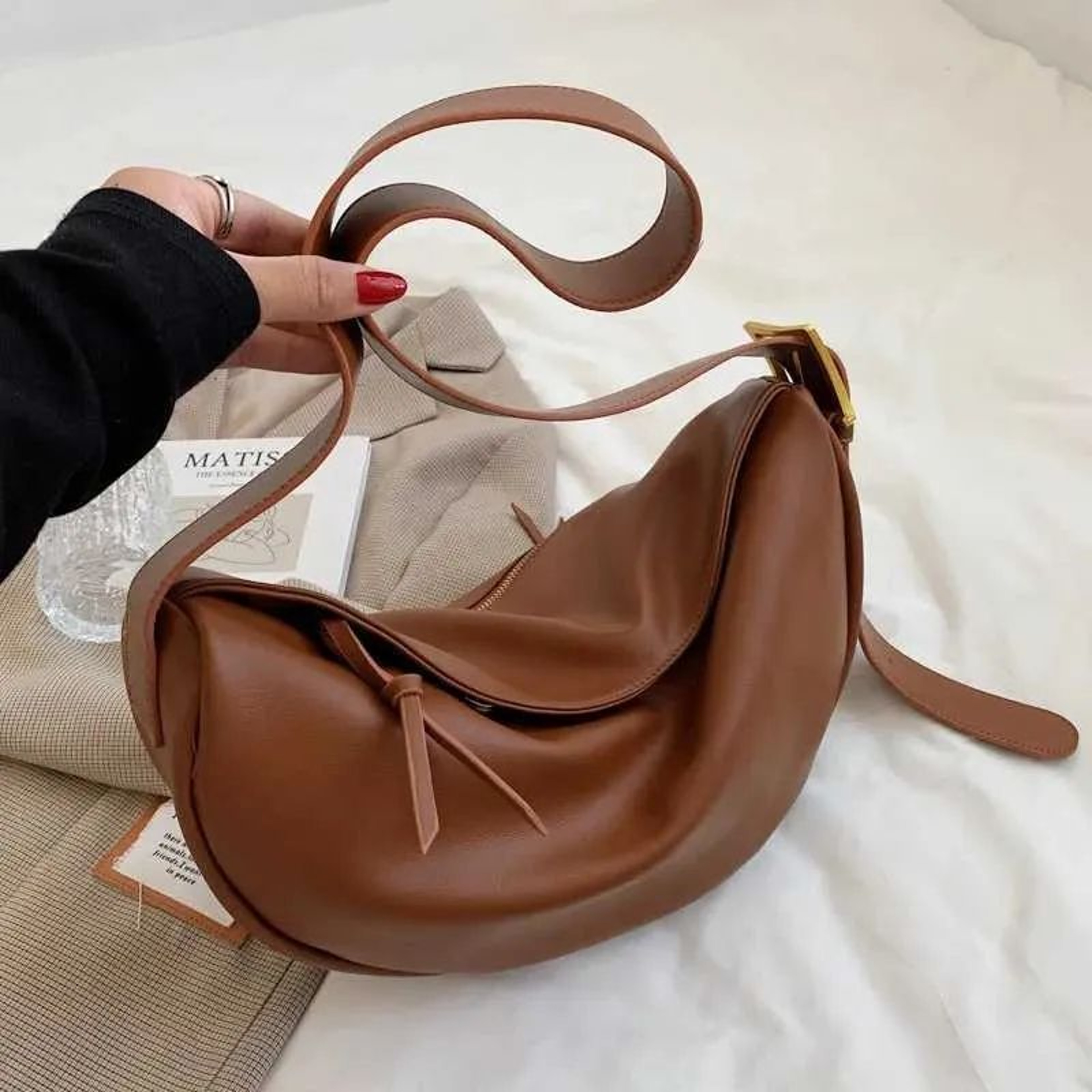 Women Soft PU Leather Hobo Shoulder Bag With Large Capacity 2