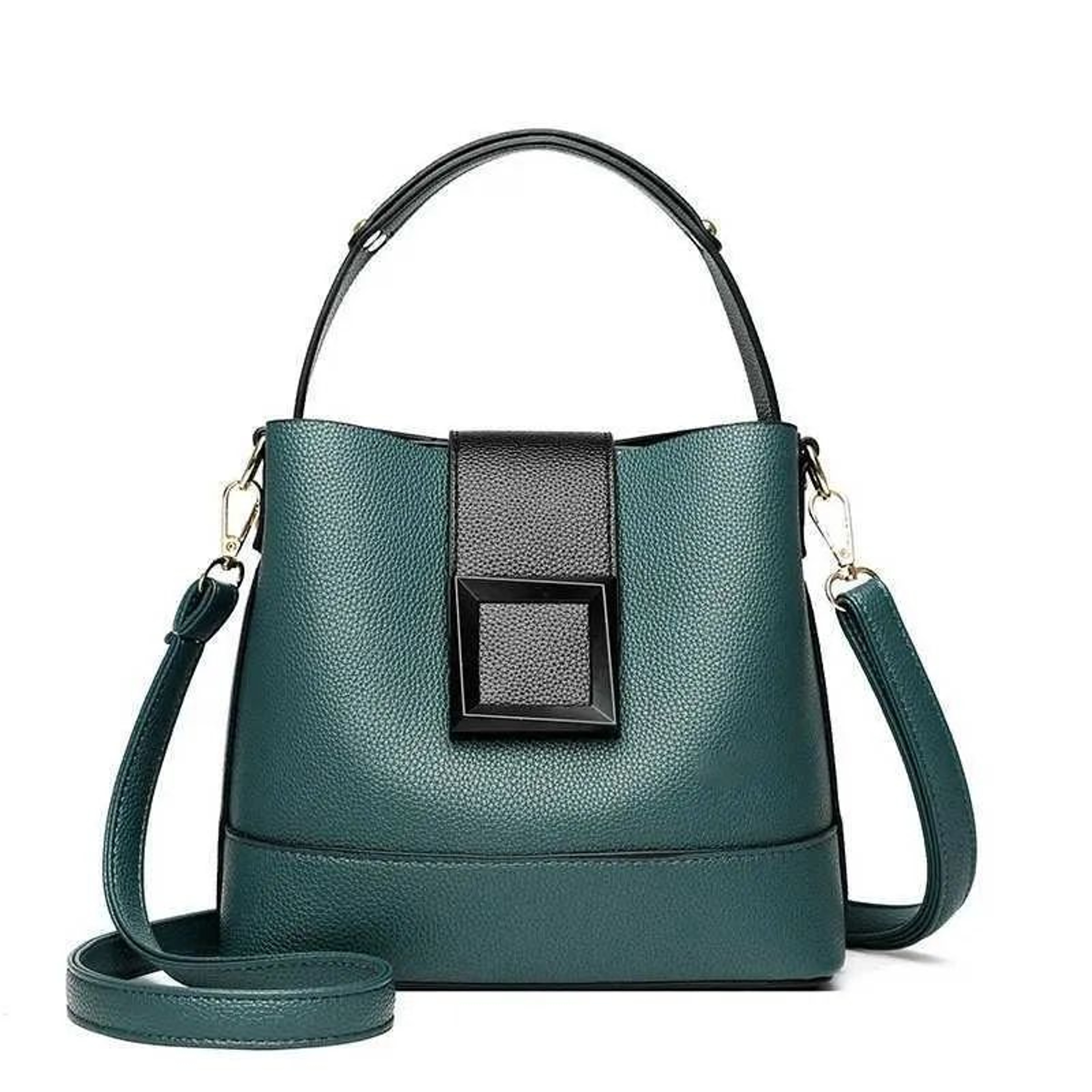 Womens Genuine Leather Bucket Bag With Adjustable Shoulder Strap And Top Handle 1