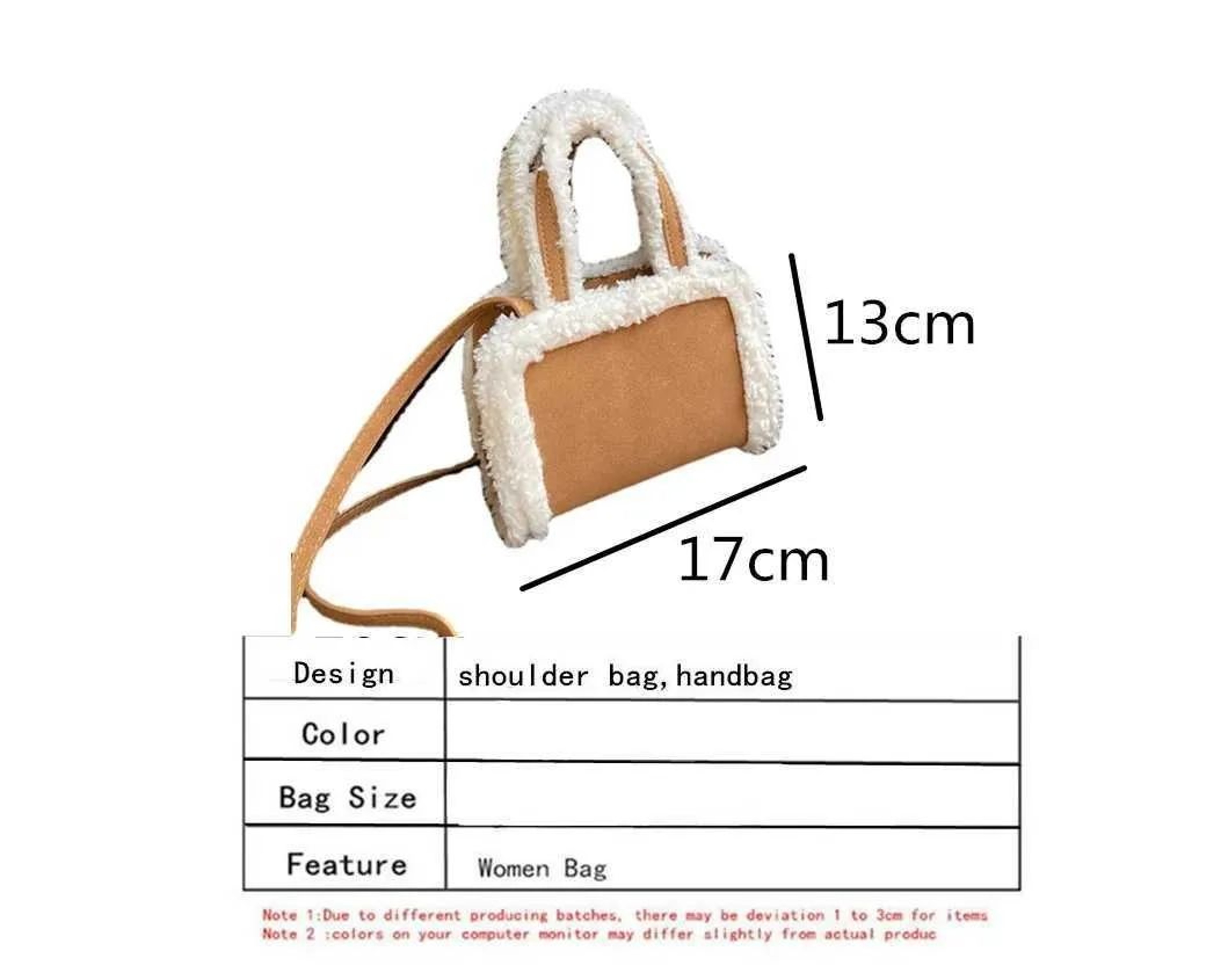 Women Plush Crossbody Handbag With Wide Shoulder Strap 4