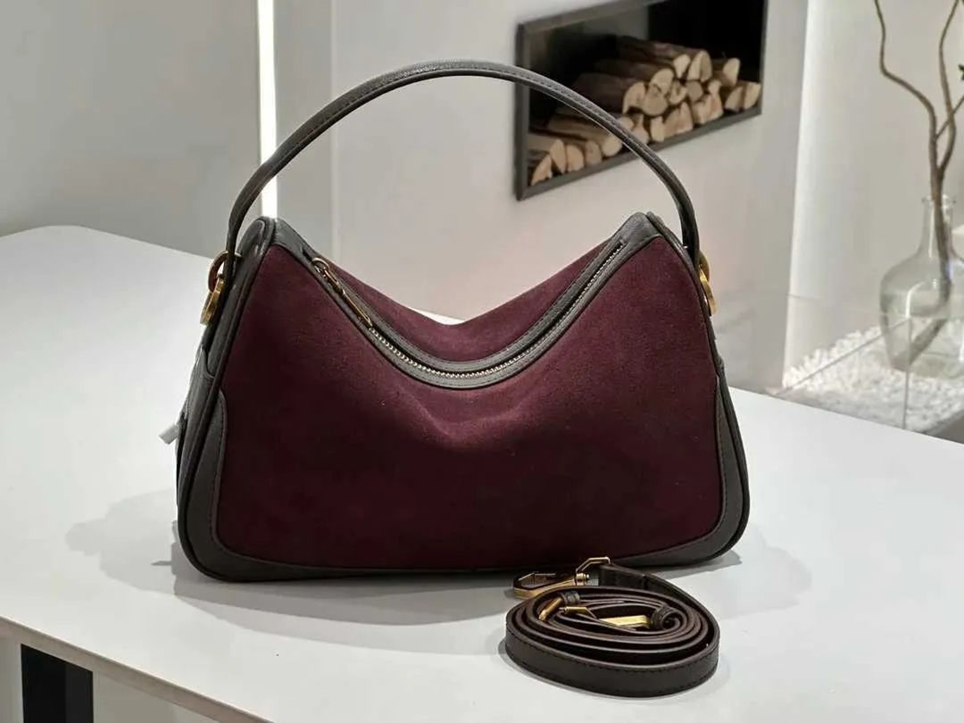 Womens Genuine Suede Leather Crossbody Bag Fashion Shoulder Handbag 1