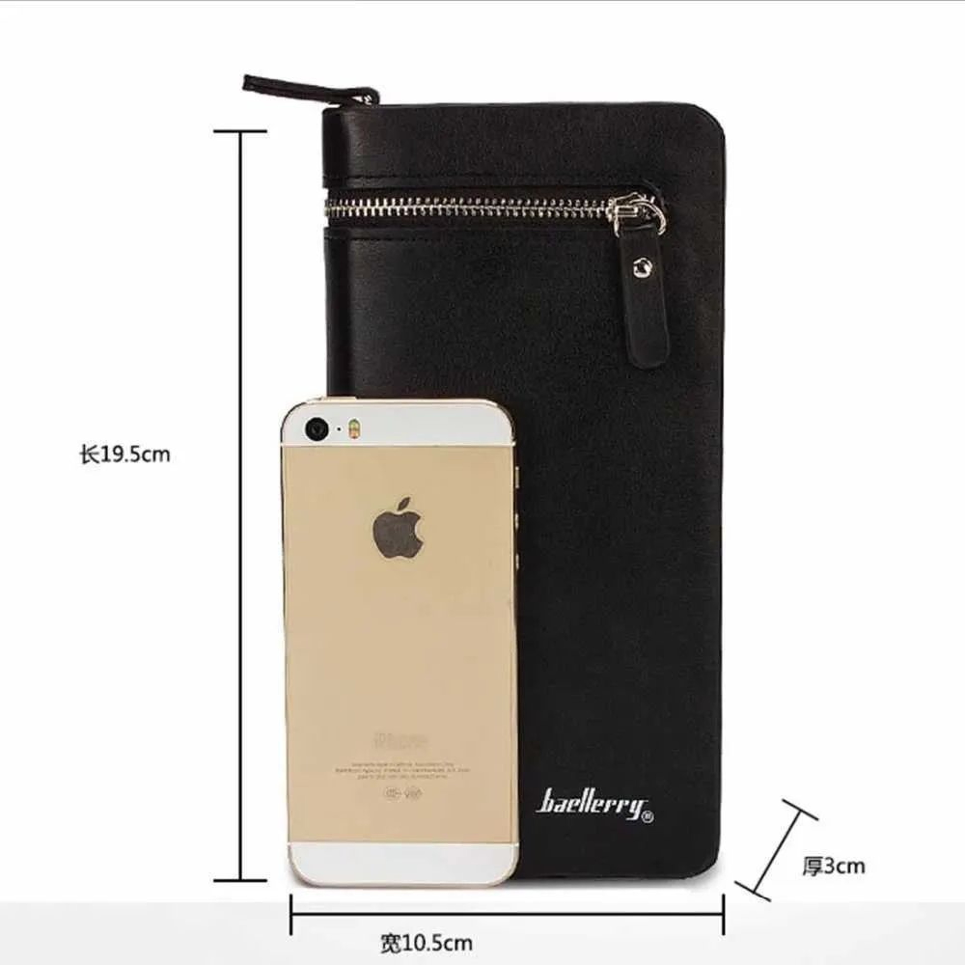 Mens Long PU Leather Wallet With Double Zipper And Phone Pocket 3