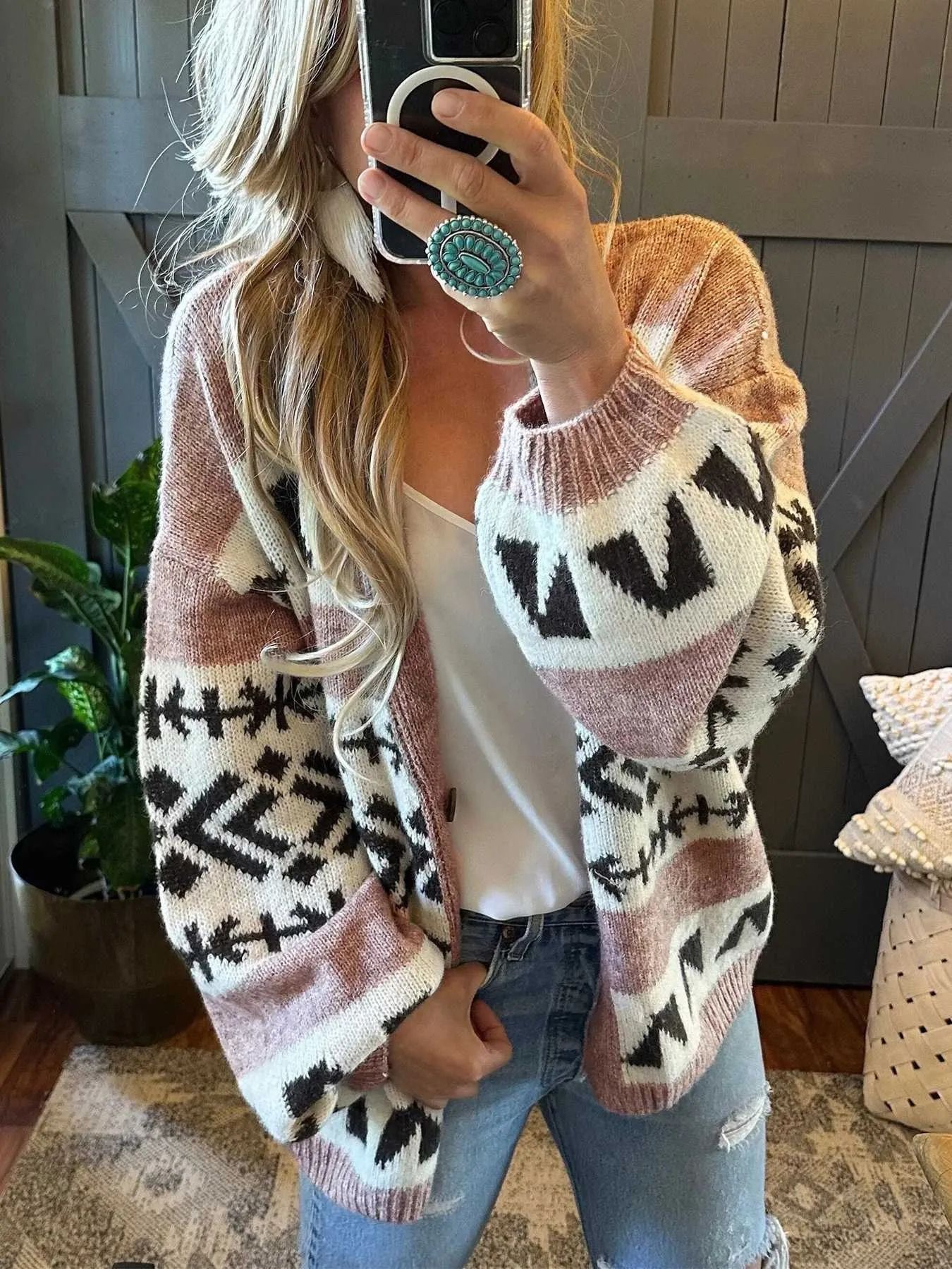 Womens OpenStitch Knit Cardigan Sweater With Casual Loose Fit 1