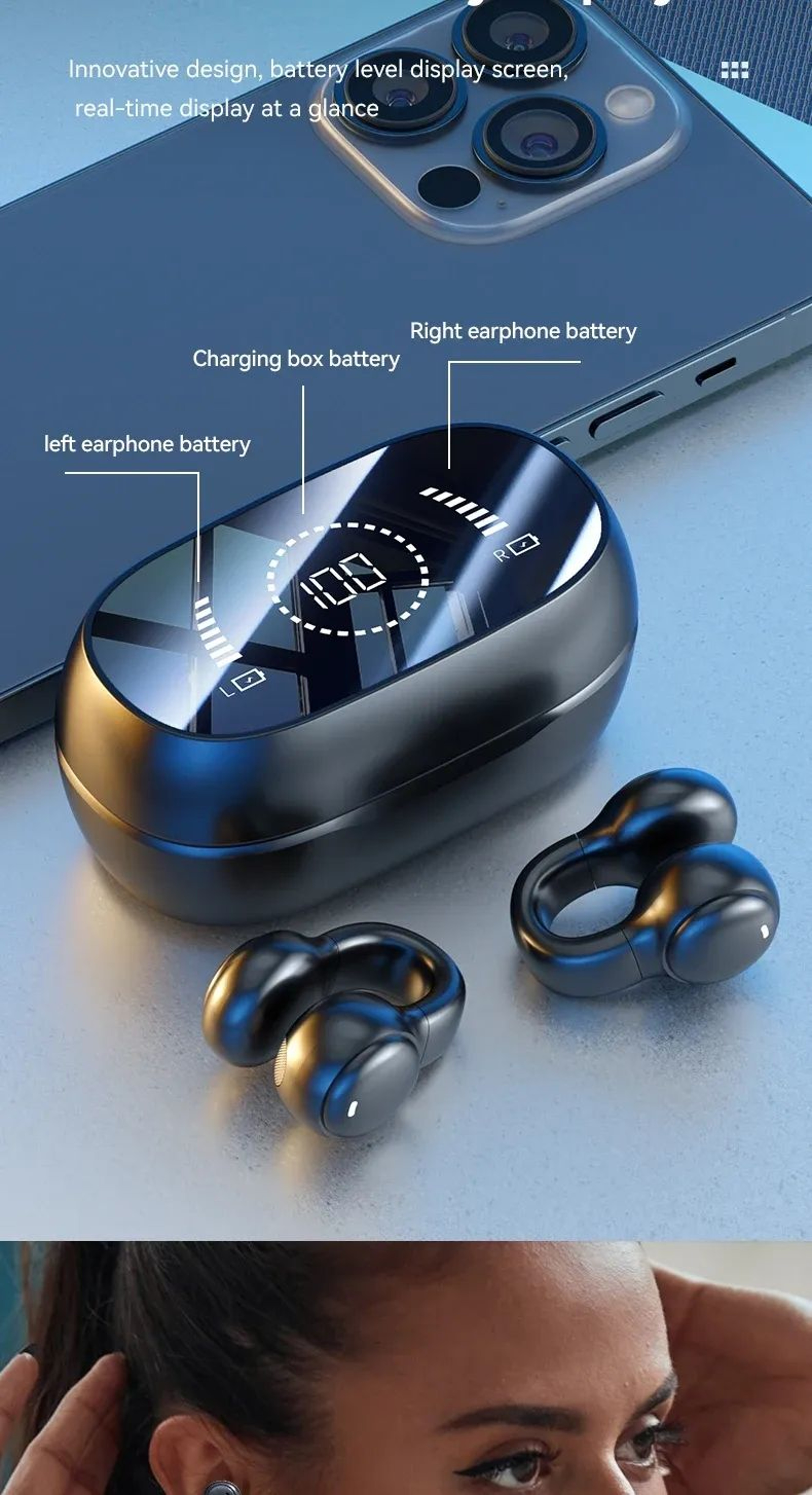 Wireless ClipOn Earbuds Mini Stereo Sports And Gaming Earphones For Android 6